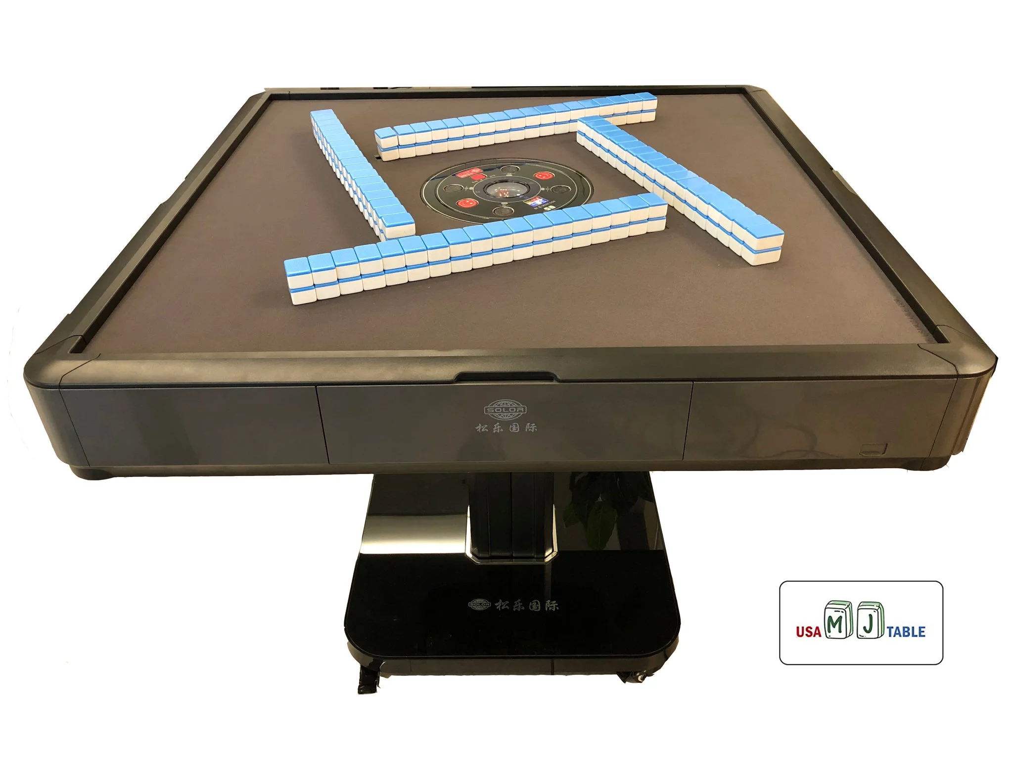 USAMJTABLE MJ-MINI360 Automatic Mahjong Table Gray Color. Utral-Thin Roller Coast Folding Style with 40mm Numbered Tiles Table Cover Included. Ship From USA