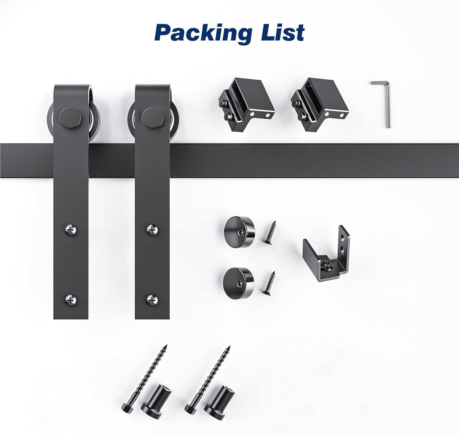 EaseLife 5 FT Cabinet Mini Sliding Double Barn Door Hardware Track Kit,Easy Install,Slide Smoothly Quietly,Apply for Storage Window TV Stand and Other Shielding (No Cabinet)