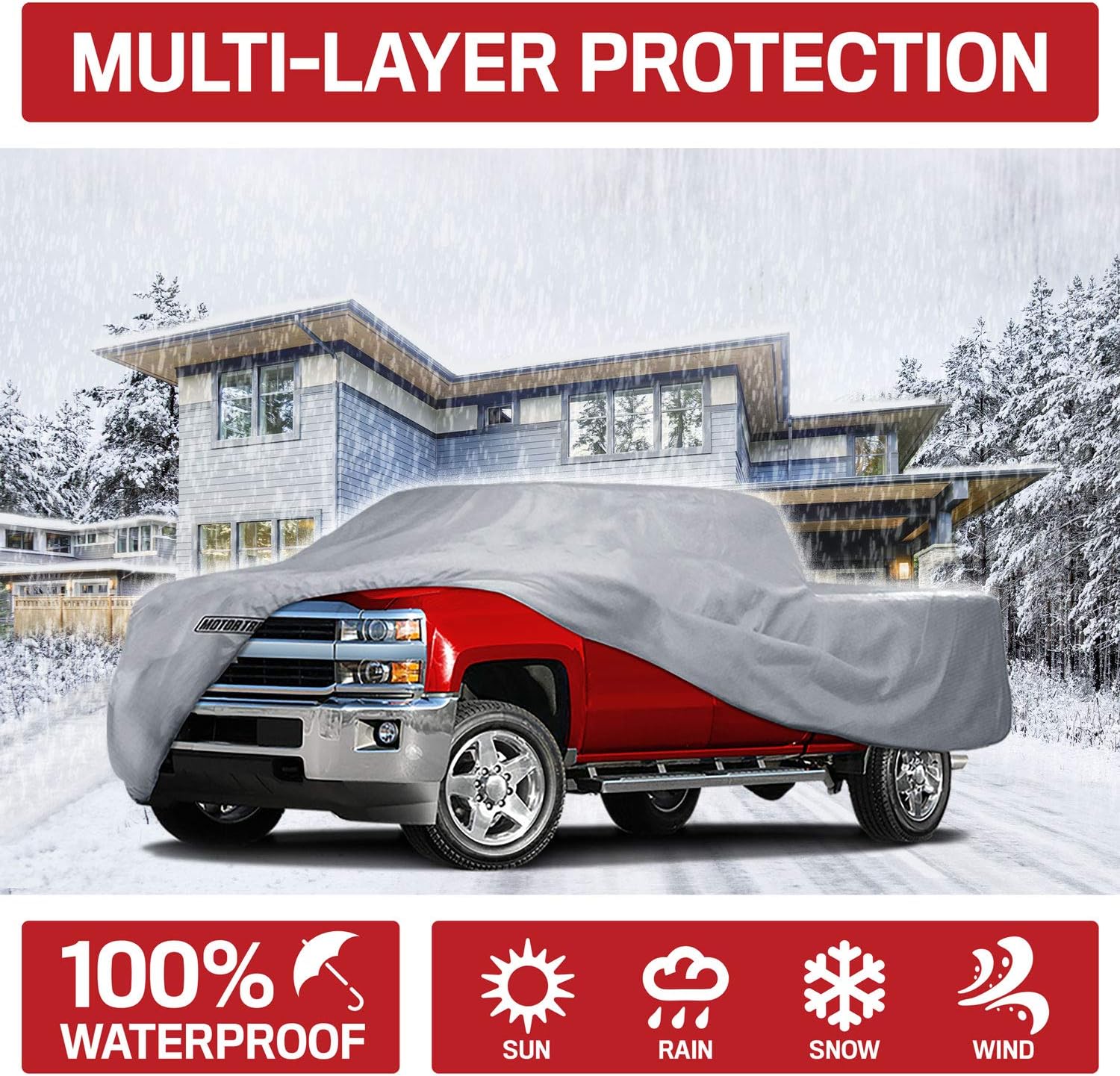 Motor Trend T-800 Truck Cover for Ford F-150 2001-2019 Super Crew/Cab Short Bed Custom Fit All Weather Waterproof Pickup Protection
