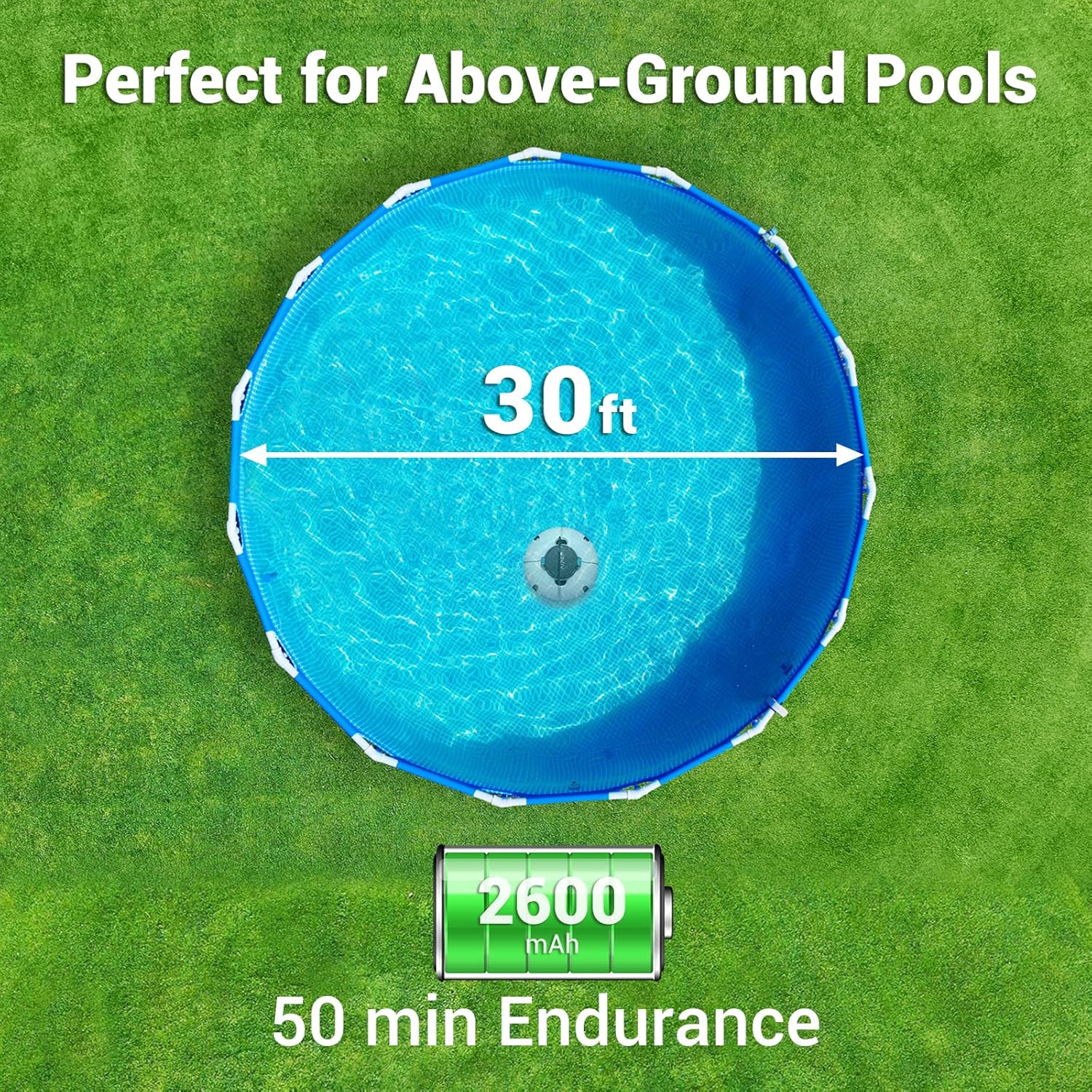(2022 Upgrade) AIPER Cordless Robotic Pool Cleaner, Pool Vacuum with Dual-Drive Motors, Self-Parking, Lightweight, Perfect for Above/In-Ground Flat Pools up to 35 Feet (Lasts 50 Mins) - Seagull 600