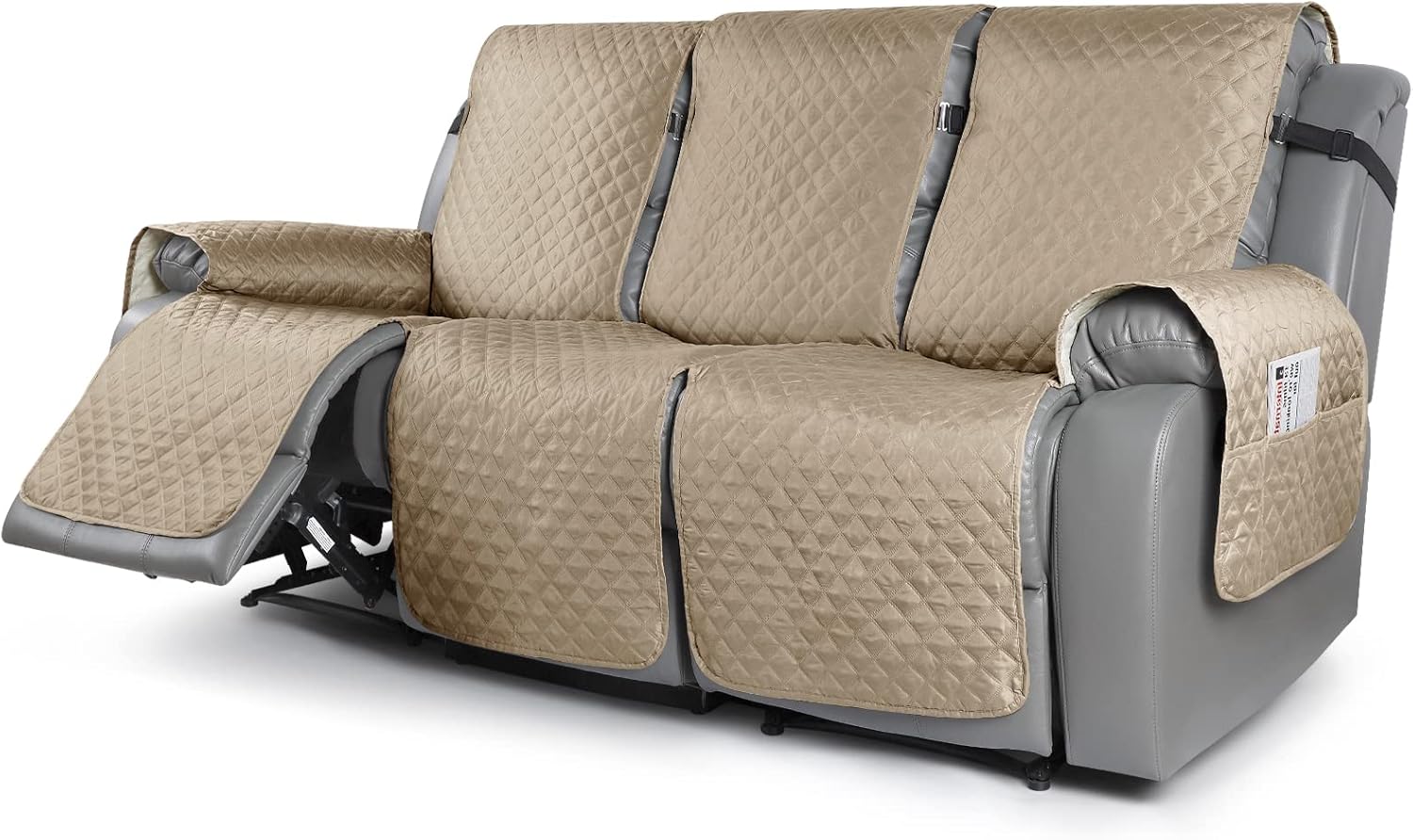 KinCam Recliner Sofa Cover, Pet Sofa Cover for 2 Seat Reclining Couch, Motion Recliner Couch Cover Furniture Protector with Elastic Straps (2 Seater, Dark Gray)