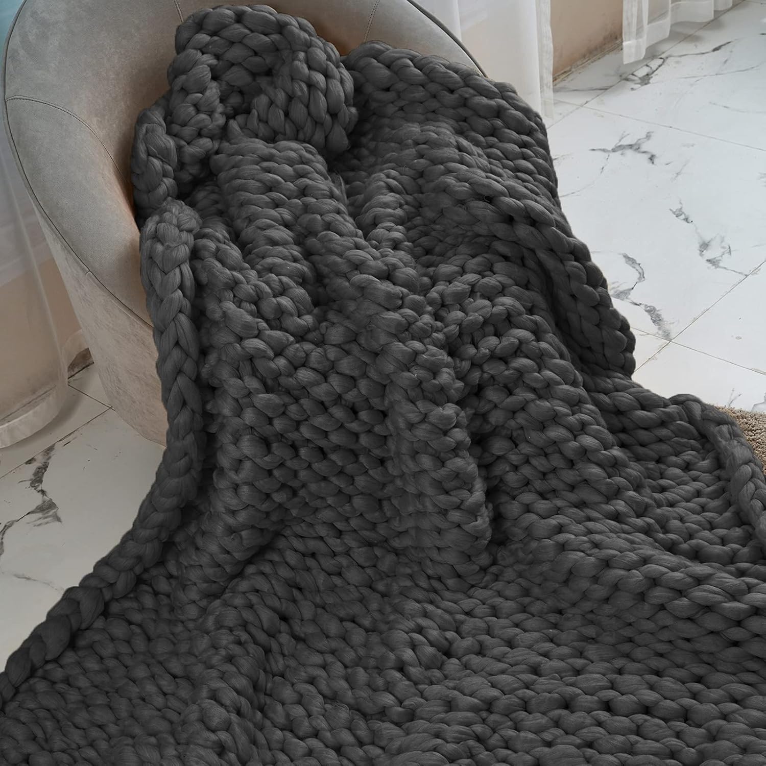 ZUIBESCHOS Chunky Knit Blanket Soft Warm Chunky Knit Blanket Throw Cozy Cable Knit Throw for Sofa, Bed, Baby Blanket, Festival Gift, Home Decor, Rose Red 40x60