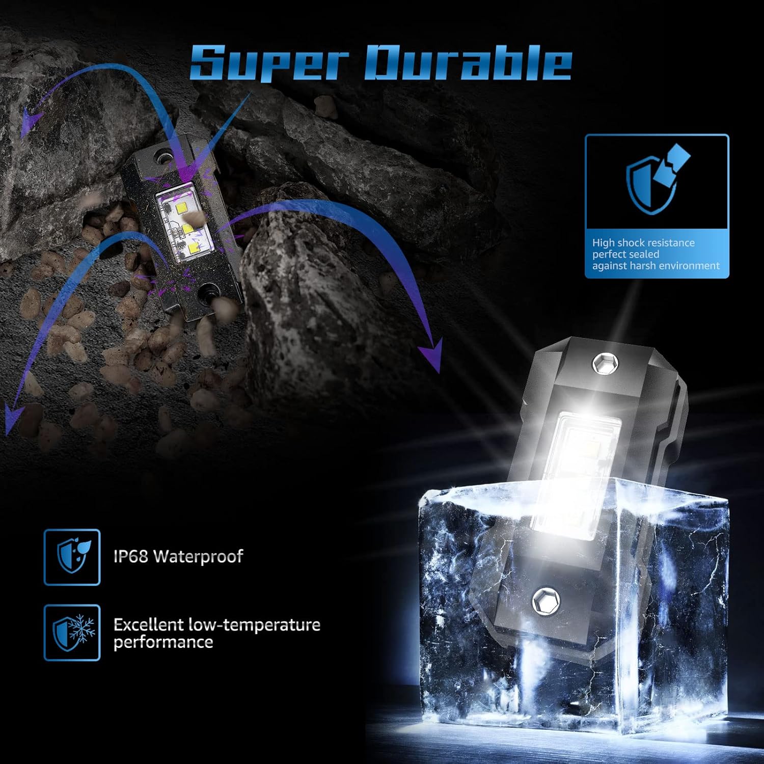 Gottow LED Rock Lights White 30 pods for Car Truck SUV Offroad Boat Trail Rig Lamp Super Bright Pure White Waterproof LED Underglow Light for ATV UTV