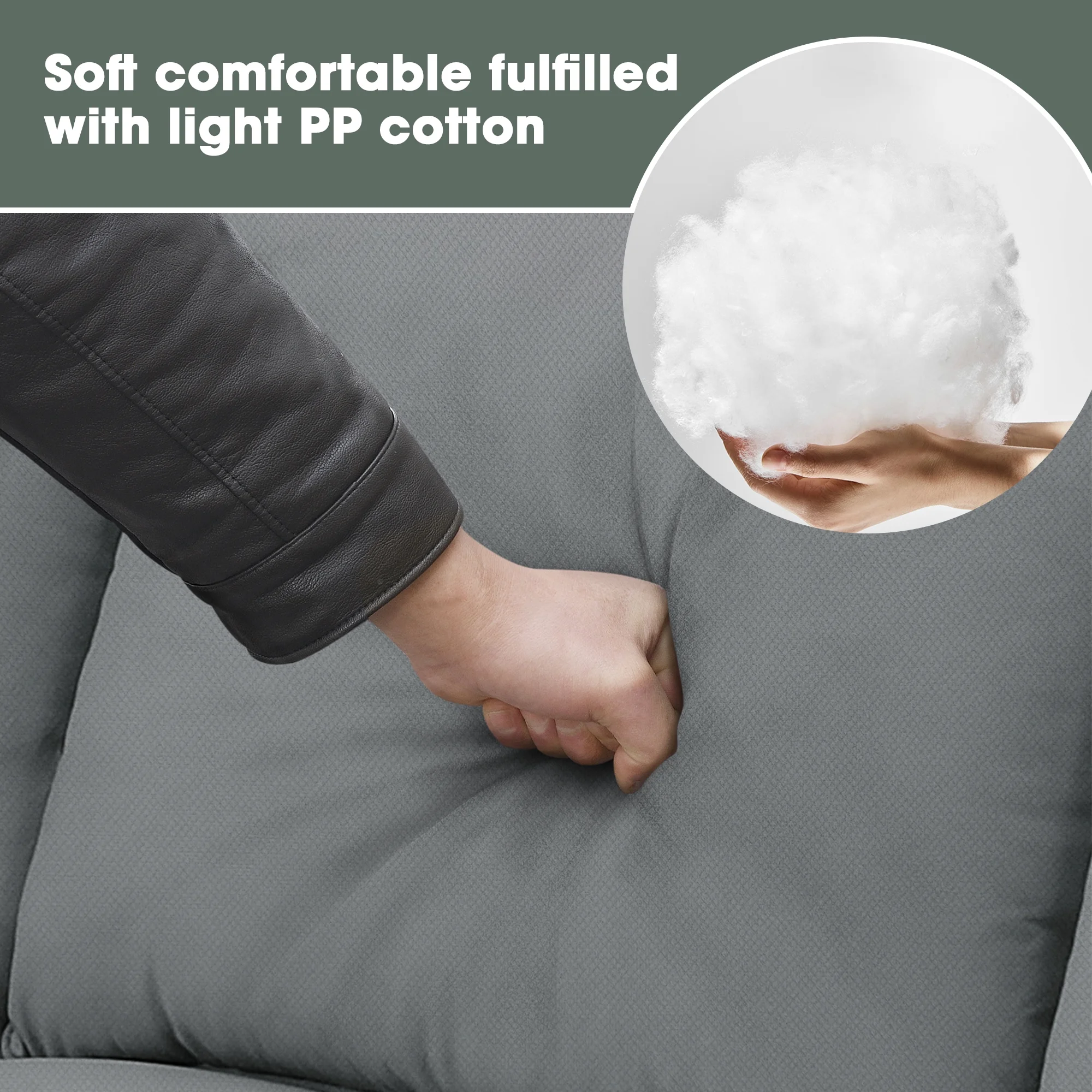7 Seats Modular Sectional Sofa with Ottoman, L Shape Fabric Sofa Corner Couch Set Living Room Couches Sets with 3 Pillows, Gray, 112" x 87"
