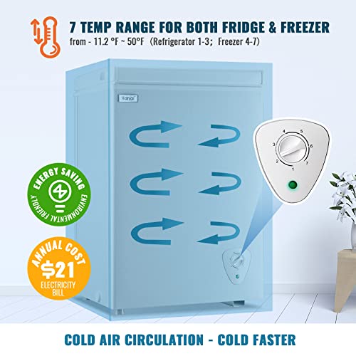 WANAI White Chest Freezer Freestanding Deep Freezer