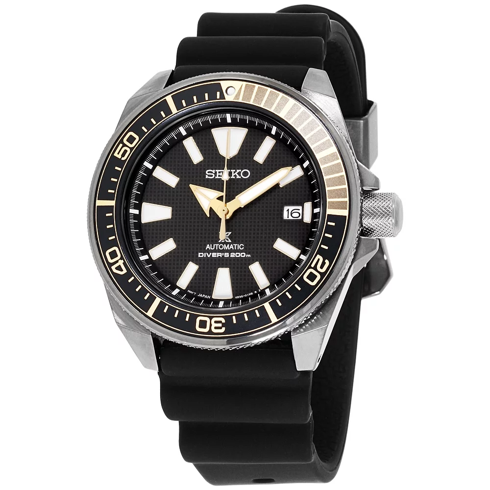 Seiko Men's Prospex Black Ion Automatic Dive Watch with Black Silicone Strap 200 m SRPB55 - Curated Treasures Market