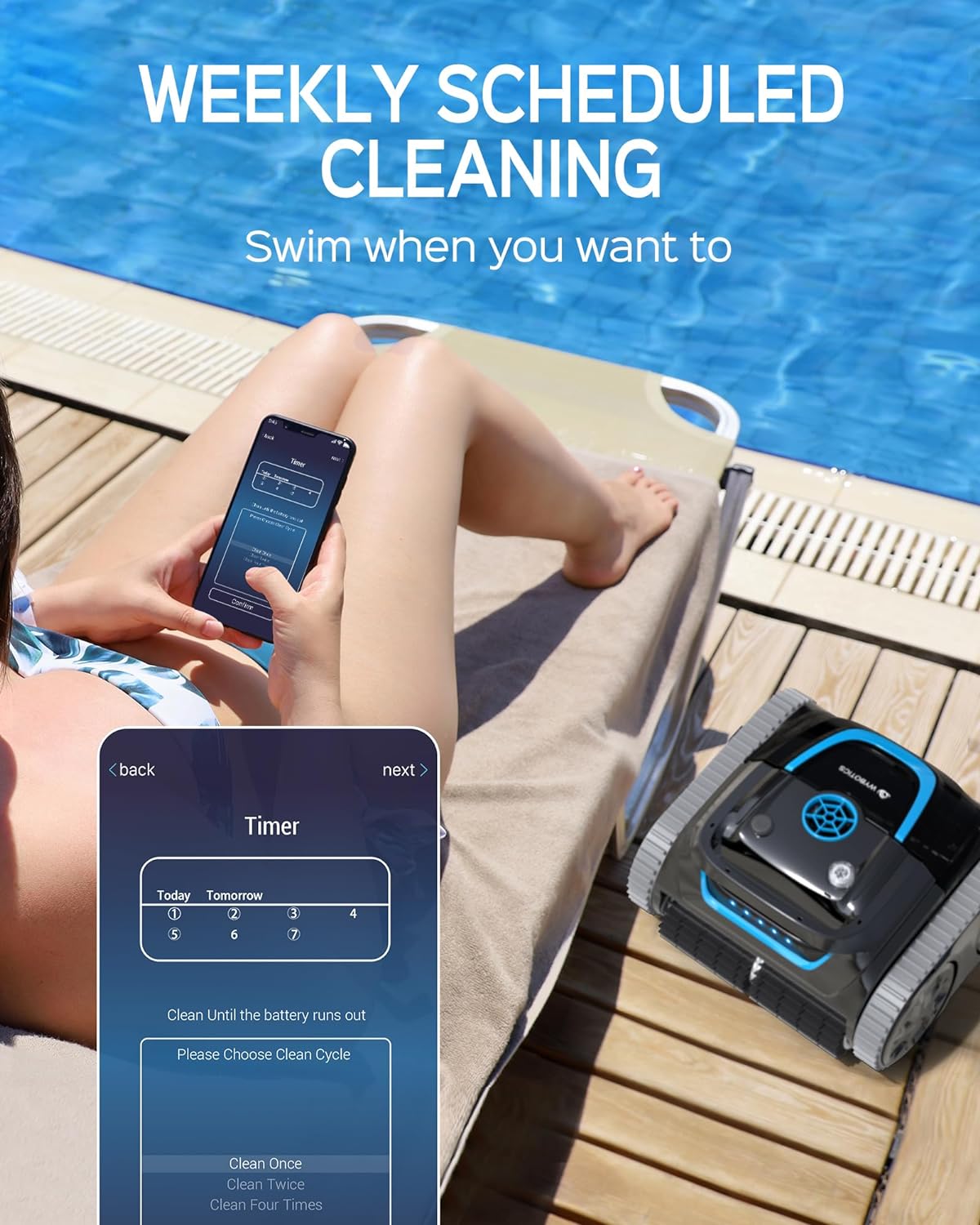 (2024 New) WYBOT S1 Premium Wall Climbing Cordless Pool Vacuum, Robotic Pool Cleaner Pool Robot with Smart Mapping, Powerful Suction, APP Mode, 180mins Runtime, Fast Charing Fit for Inground Pools