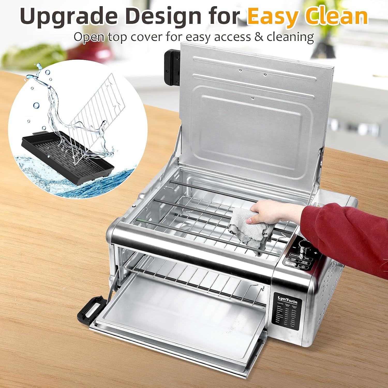 Digital Air Fry Countertop Oven, Air Fryer Toaster Oven Combo Flip UP Save 50% Space, 9 in 1 Electric Indoor Countertop Pizza Oven Air Fryer Easy Clean
