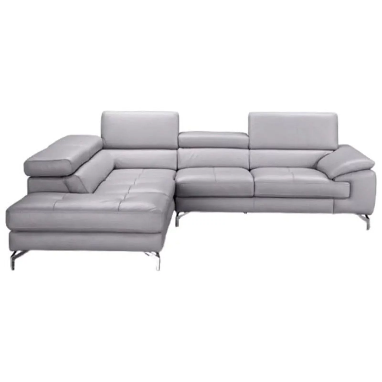 Olivia Premium Leather Sectional Sofa in Element Grey, Right Hand Facing Chaise