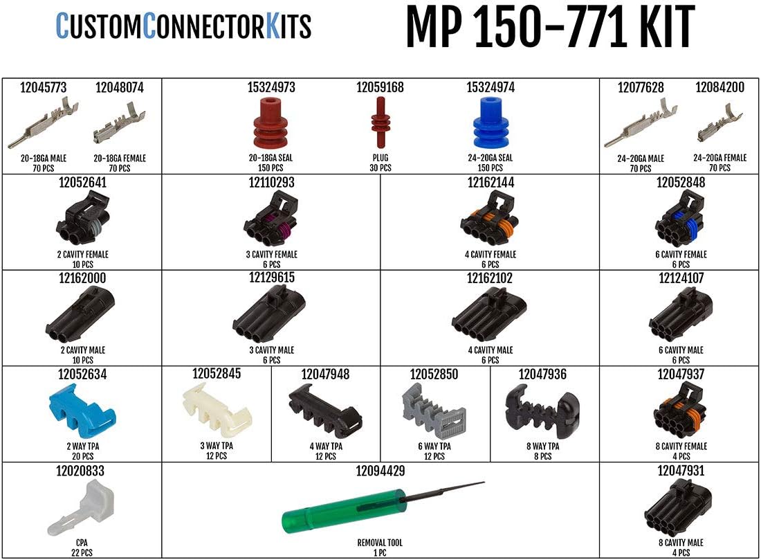 Delphi Metri-Pack Connector Kit MP-150-771: Sealed Automotive Electrical Connectors 24-18 Gauge 771 Piece Kit