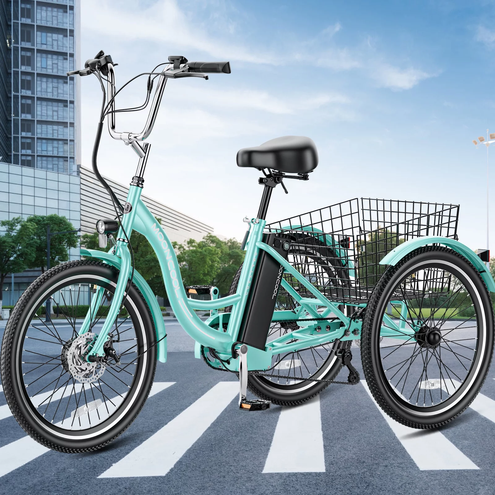 Lilypelle Electric Tricycle ,3 Wheel Motorized Bicycle,with 350W Motor 36V 10.4AH Lithium Battery ,24" Adults Electric Trike, Three Wheel Ebike E Bicycle with Basket