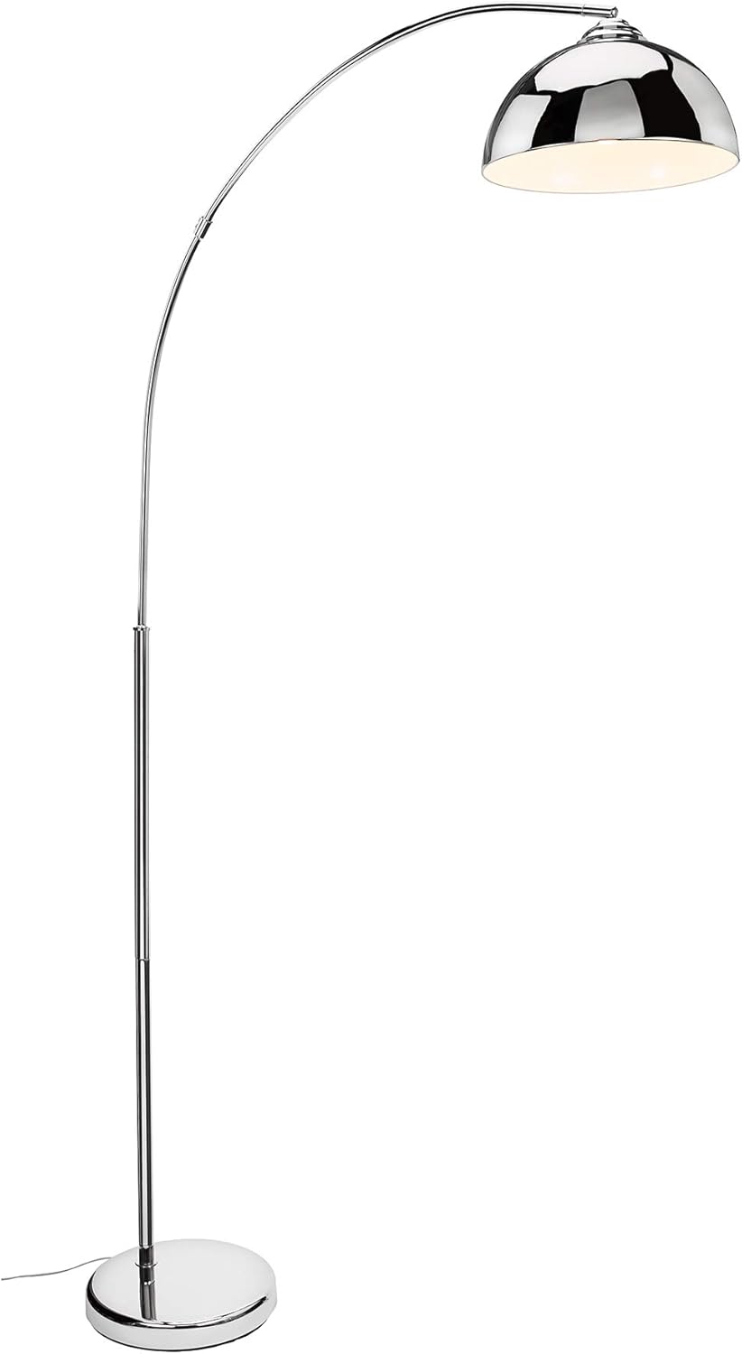 Catalina 21413-000 Mid-Century Modern Over The Sofa Curved Metal Arc Floor Lamp with Heavy Base for Living, Dorm Room, Office, 76, Classic Chrome