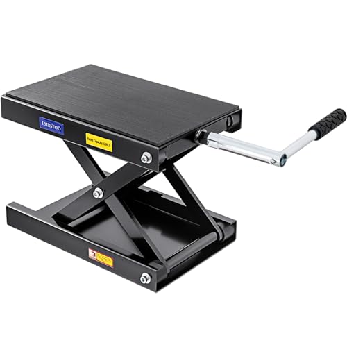1200 LBS Motorcycle Jack with Dolly, Motorcycle Lift Stand for Dirt Bike ATV,Scissor Jack with Hand Crank Bikes Garage Repair Hoist Stand Ratchet Wrench