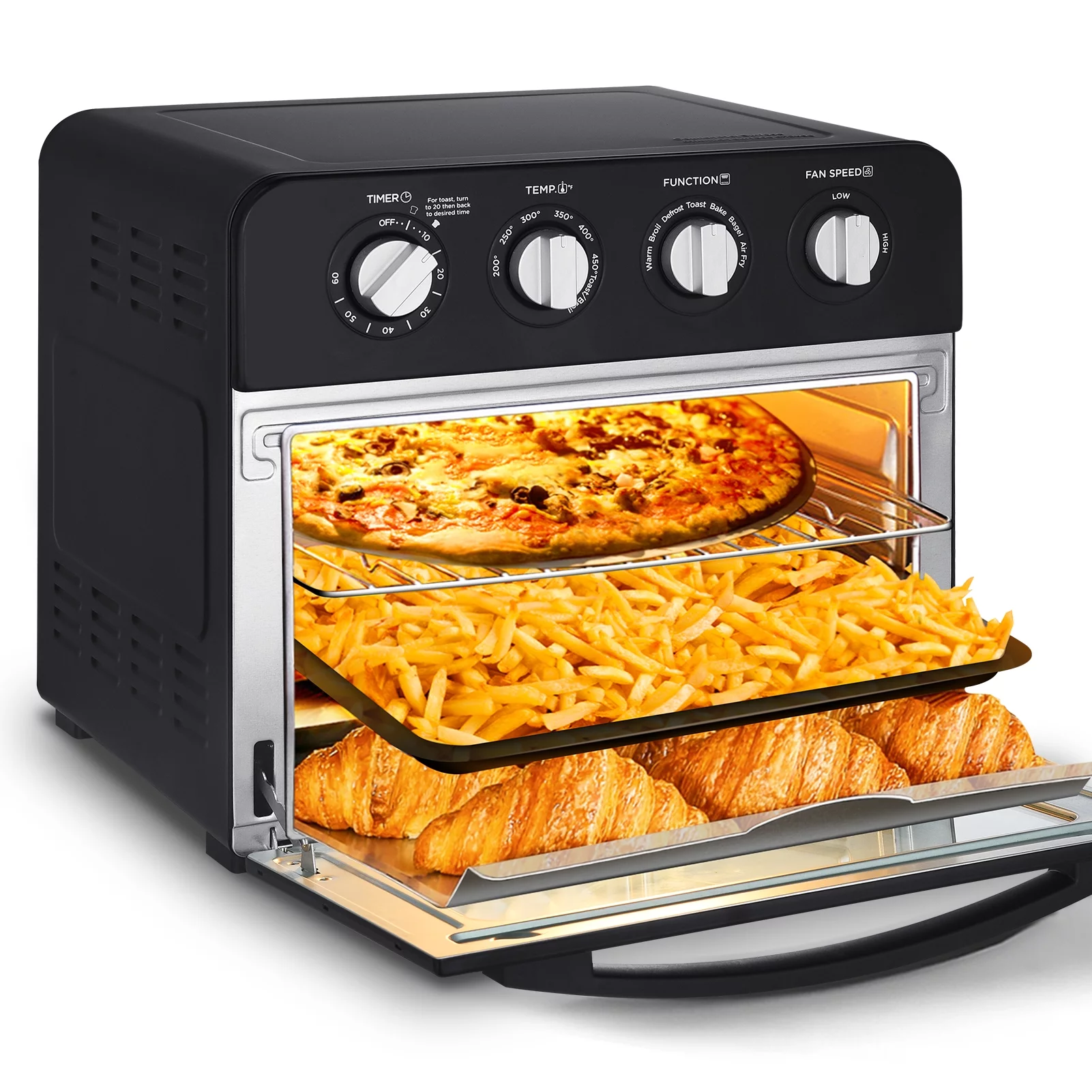Air Fryer Toaster Oven, 24QT Convection Airfryer Countertop Oven, Black housing with single glass door - Curated Treasures Market