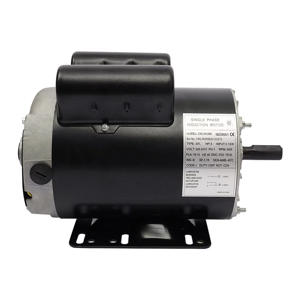 5 HP SPL 3450RPM P56 Frame Single Phase Air Compressor Shaft 60HZ 208-230 Volts Electric Air Compressor Motor