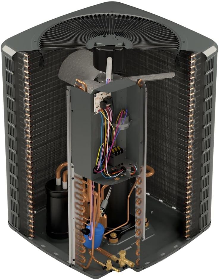 Goodman 4 Ton, 48,000 BTU/h Capacity, 14.3 SEER2 Air Conditioner Unit with Energy-Efficient Single-Stage, Scroll Compressor and Single-Speed PSC Condenser Fan Motor GSXN404810 - Includes Thermostat