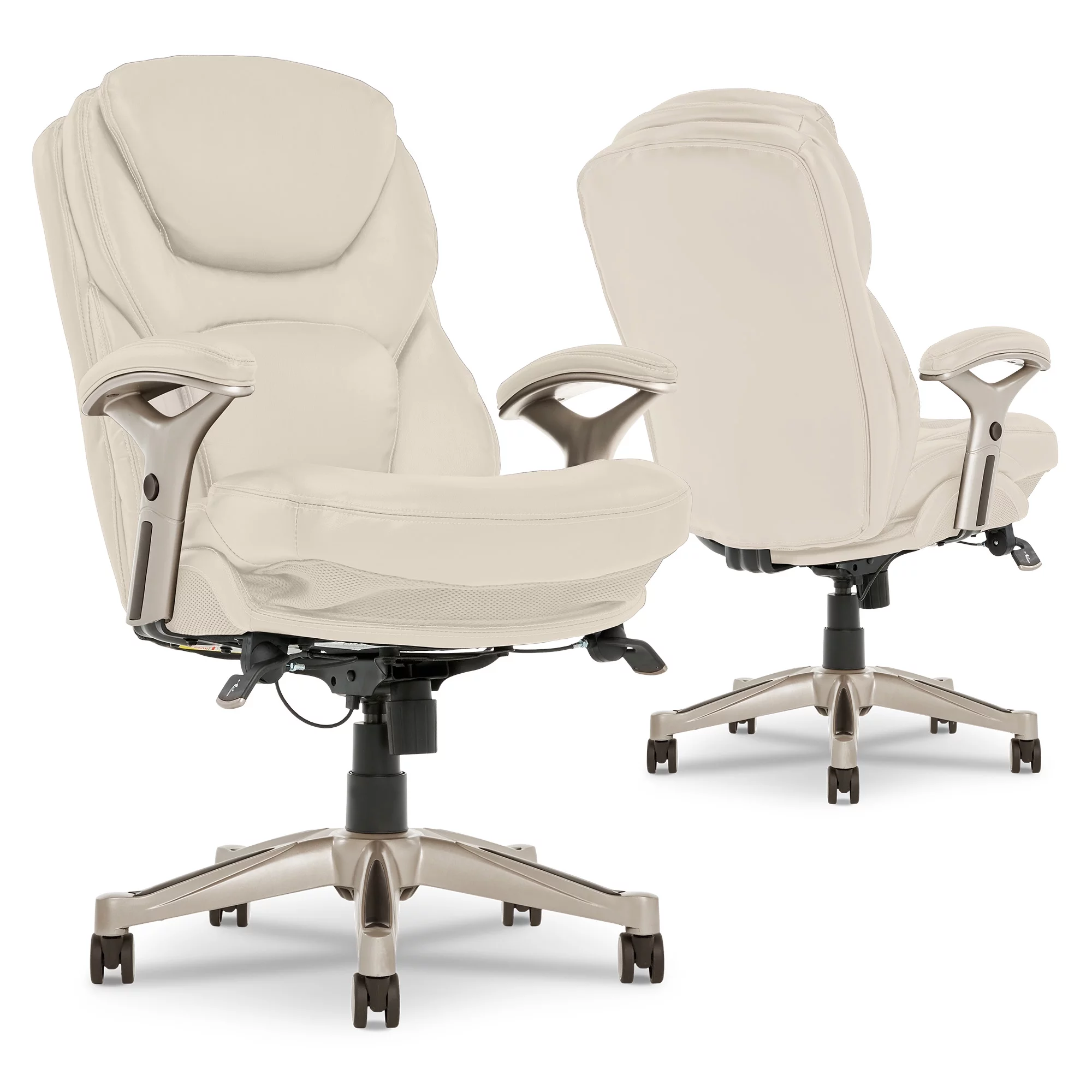 Serta Bonded Leather Office Chair with True Wellness BIM Tech, 250 lb. Capacity, Ivory