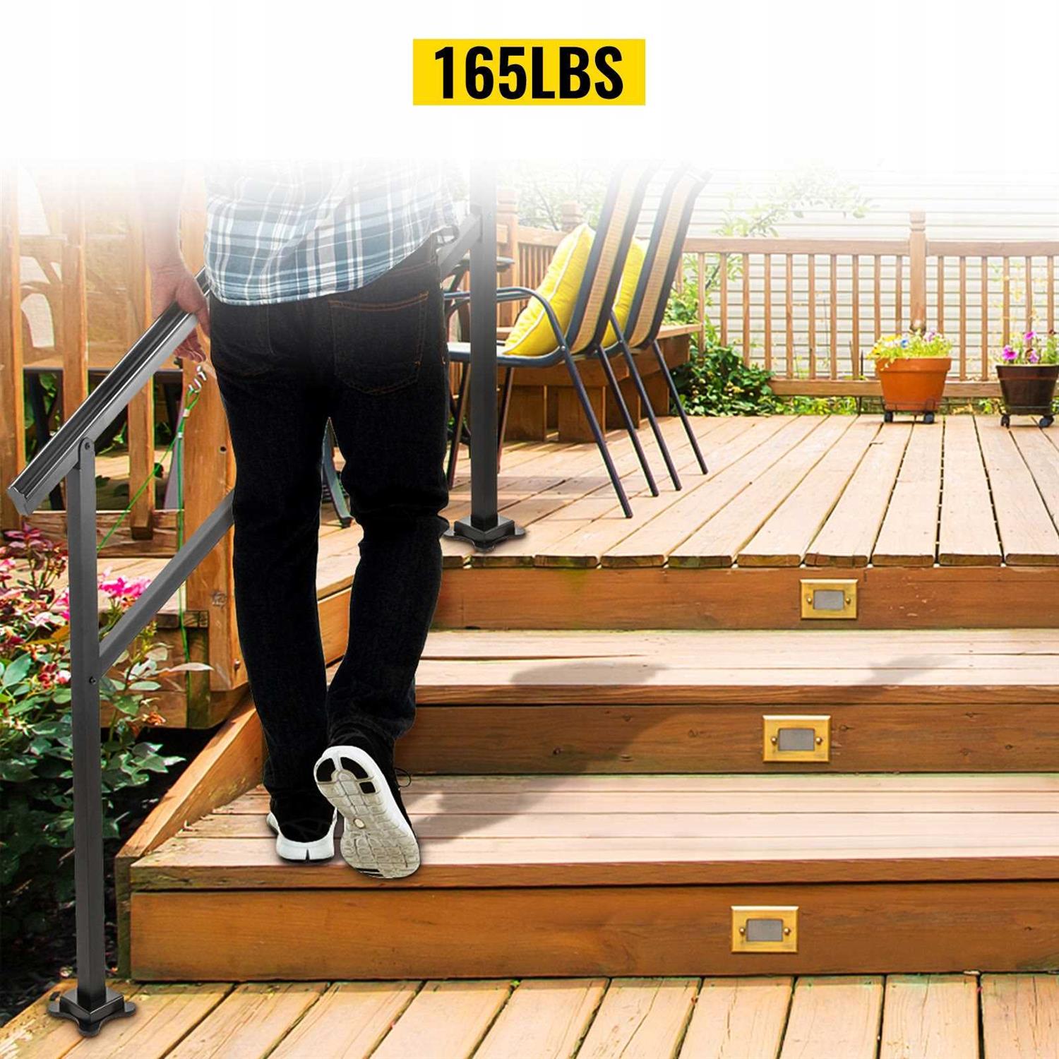 VEVOR Handrail Outdoor Stairs 47.6 X 35.2 Inch Outdoor Handrail Outdoor Stair Railing Adjustable from 0 to 30 Degrees Handrail - Shop Hardware Tools Online Store