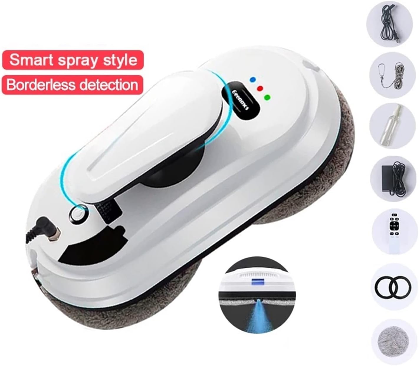 Automatic Window Washer Water Spray Window Cleaning Robot Vacuum Cleaner Intelligent Obstacle Avoidance Automatic Window Glass Cleaning Machine for Windows, Tiles, Bathrooms Cleaning Robot