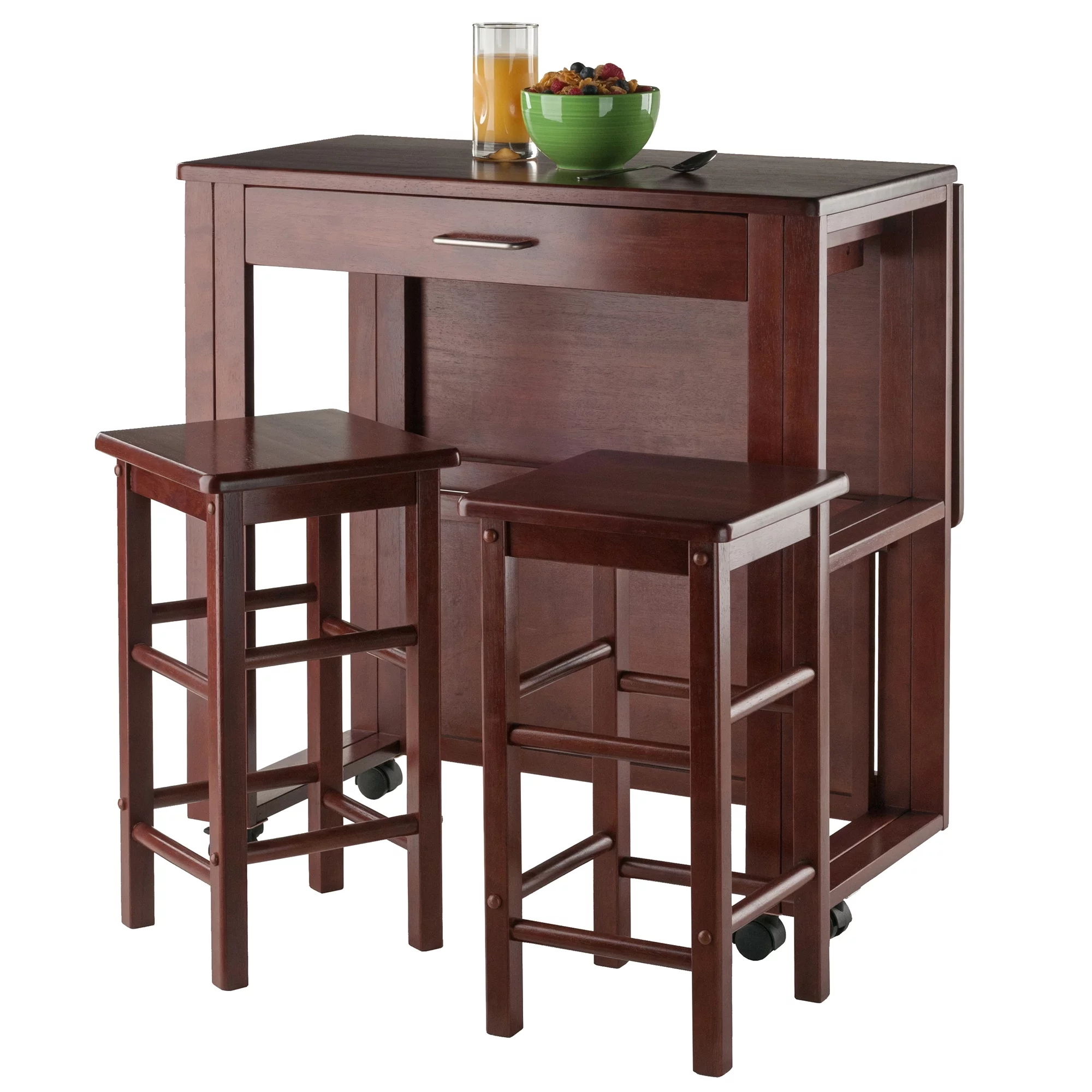 Winsome Wood Fremont 3-Pc Space Saver Set, Walnut Finish