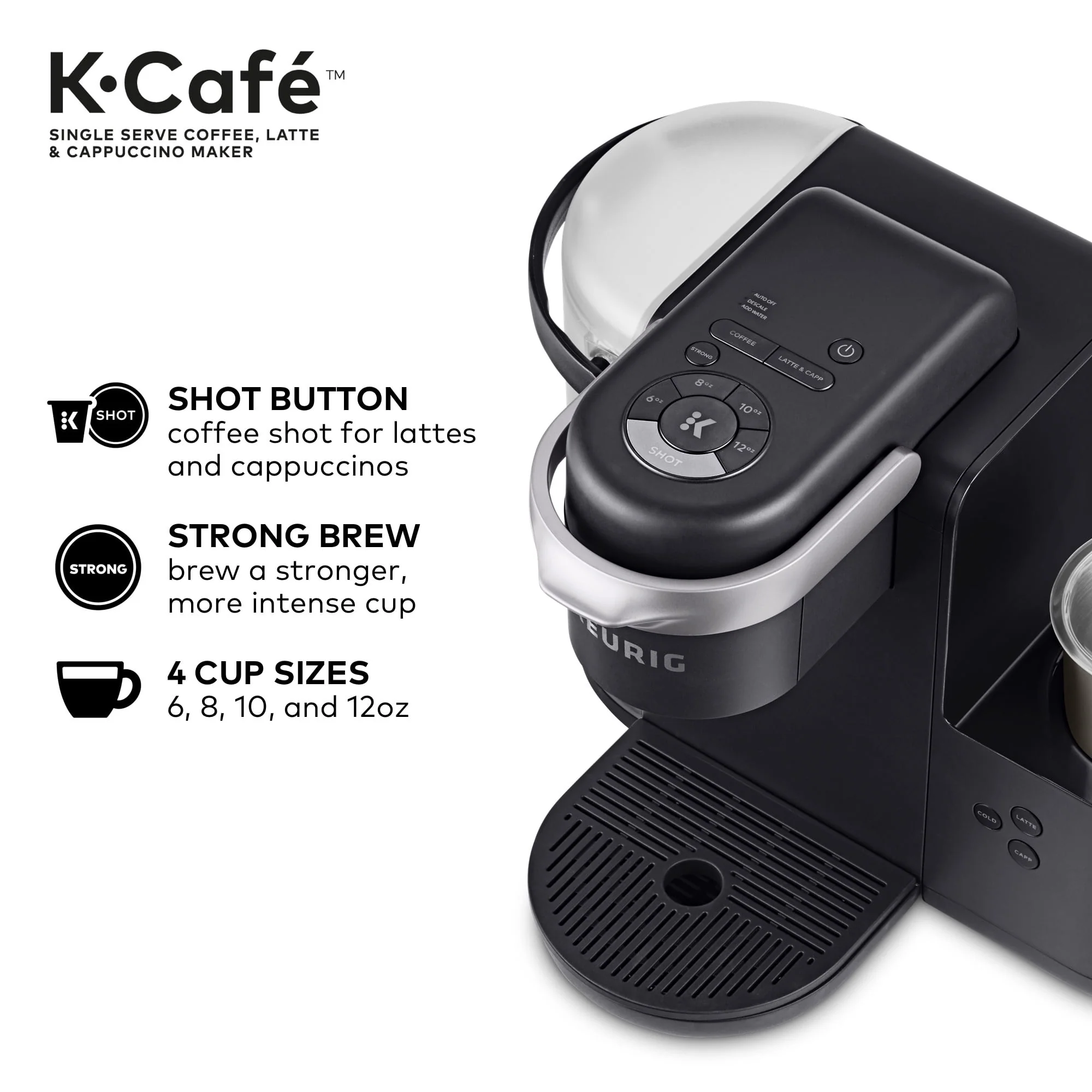 Keurig K-Cafe Single Serve K-Cup Coffee Maker, Latte Maker and Cappuccino Maker, Dark Charcoal