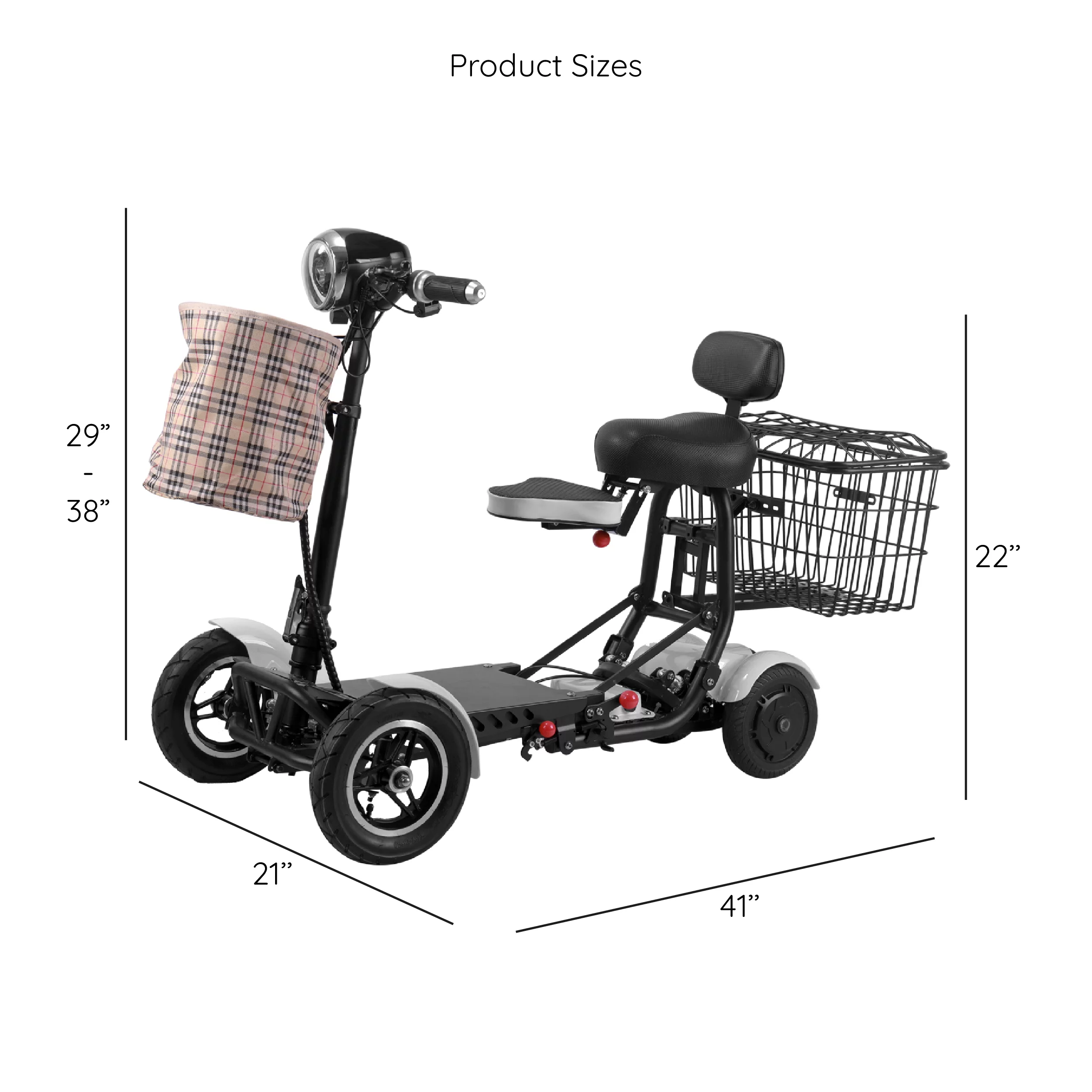 Bangeran Electric Mobility Scooter, 4 Wheel Foldable Portable, Up to 12 Miles - Blue