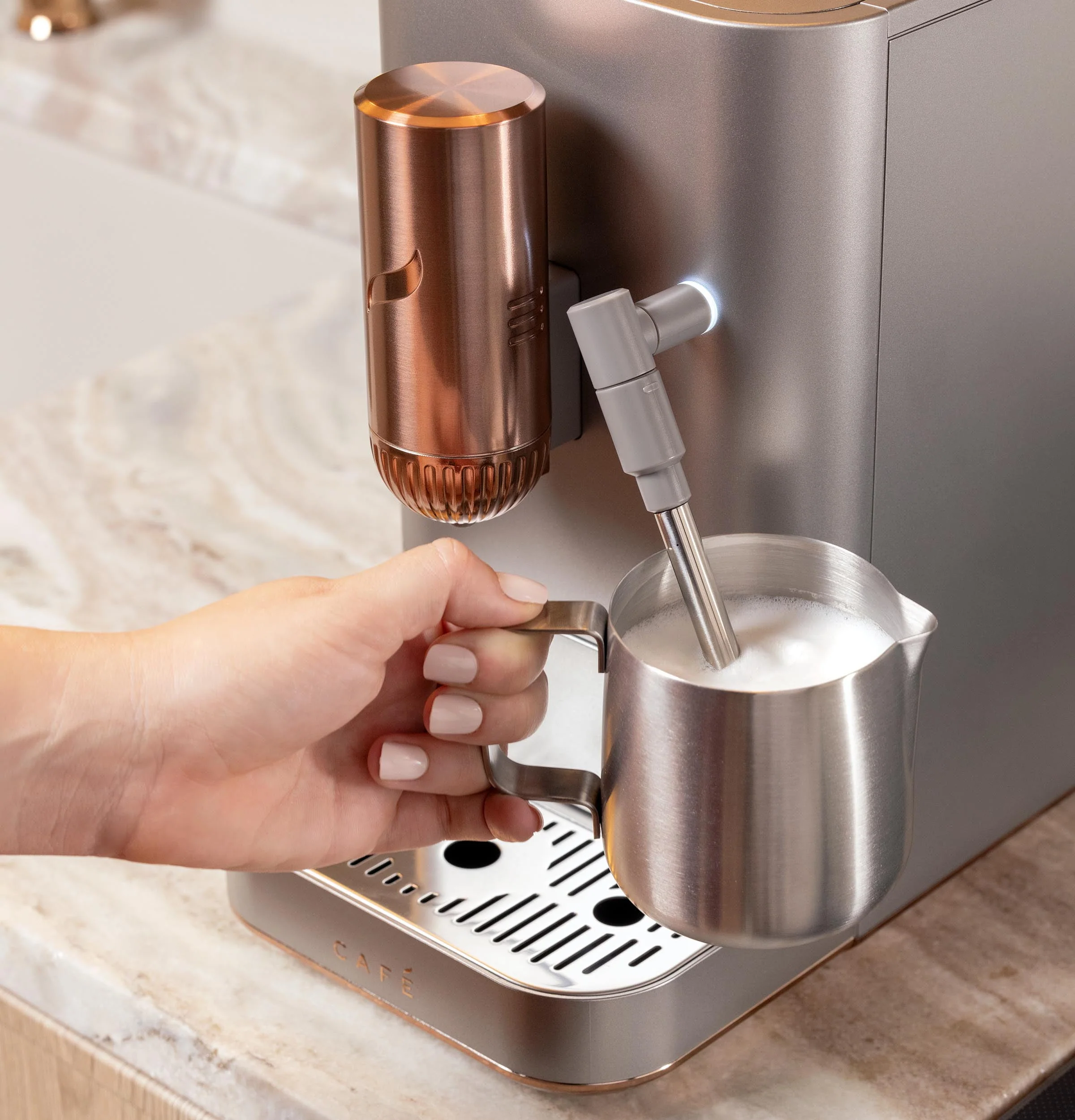Café Affetto Automatic Espresso Machine + Milk Frother | Built-In & Adjustable Espresso Bean Grinder | One-Touch Brew in 90 Seconds | Matte Black, 1.2 Liter, (C7CEBBS3RD3)