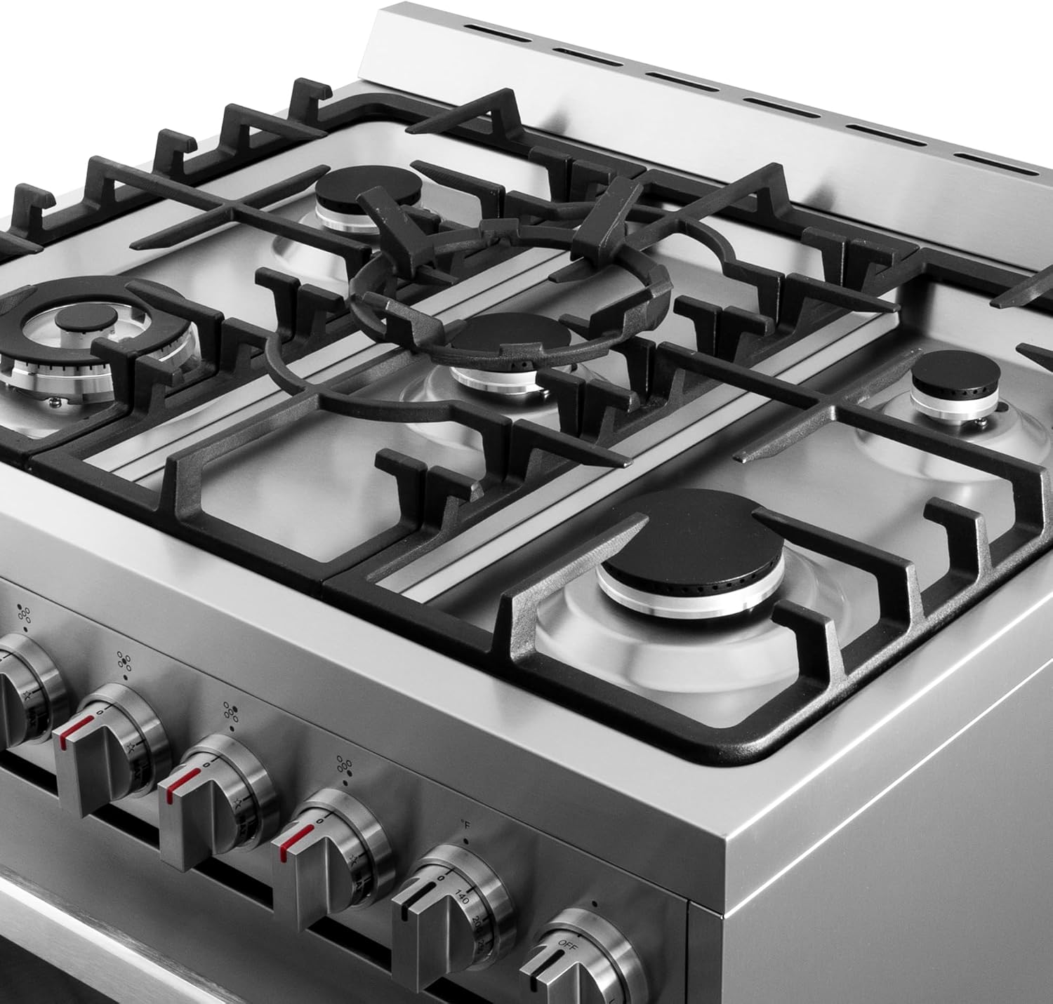 COSMO COS-305AGC 30 in. 5.0 cu. ft. Freestanding Single Oven Gas Range with 5 Burner Cooktop and Heavy Duty Cast Iron Grates in Stainless Steel