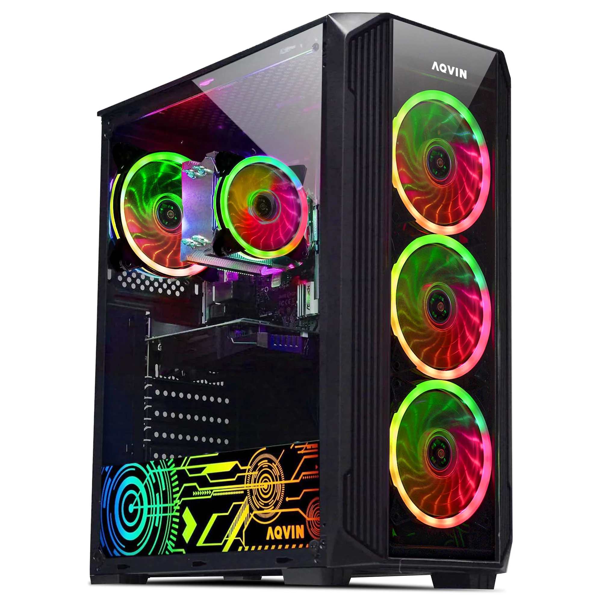 Gaming PC AQVIN ZForce Desktop Tower Computer - Intel Core i5 Processor up to 4.0GHz 32GB DDR4 RAM 1TB SSD GeForce RTX 4060 8GB GDDR6 WIFI Windows 11 Pro RGB Gaming Keyboard Mouse - Curated Treasures Market
