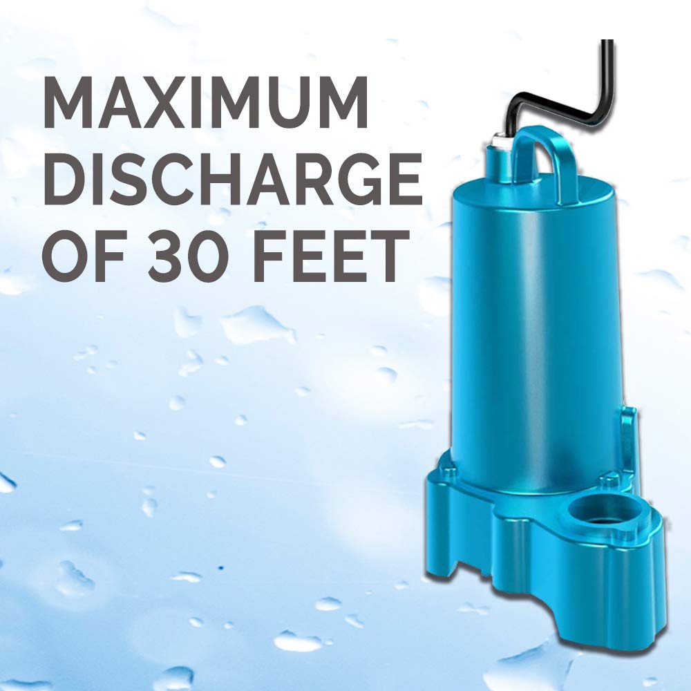 Barnes 119330 Model EP52X Submersible Effluent Pump, 1/2 hp, 240V, 1 Phase, 1-1/2" NPT Discharge, 3450 rpm, Manual, 20' Cord