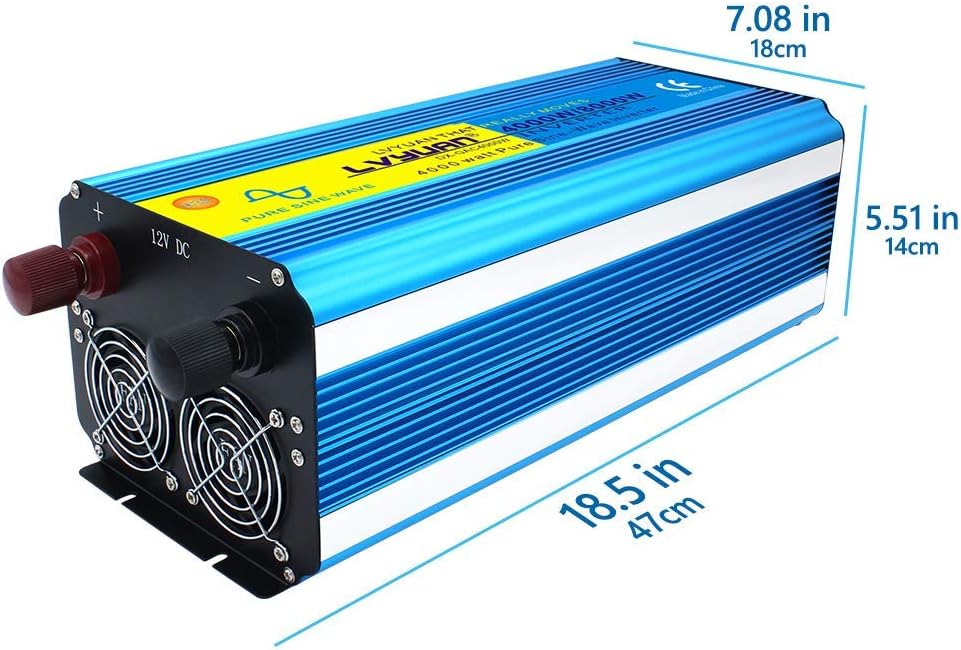 Cantonape Pure Sine Wave Inverter 4000W Power Inverter 24V to 110V DC to AC with LED Display Remote Controller for Truck RV Home Solar System