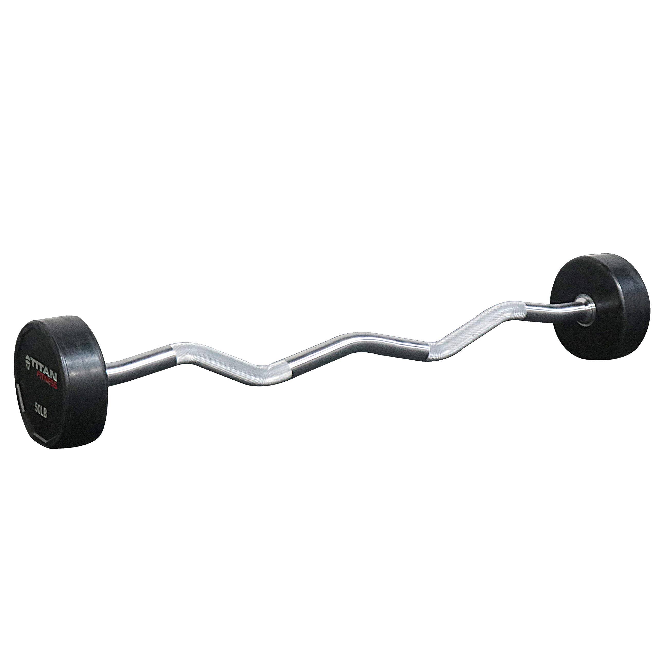 Titan Rubber Fixed Barbell | EZ Curl | 50 lb