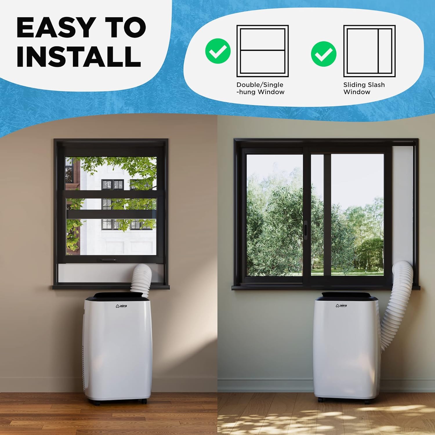 Portable Air Conditioners AIRO, 14000 BTU Portable AC Unit for Room 700 sq. ft, Floor Standing with Remote Control & DYI Installation Kit, New 2024 model