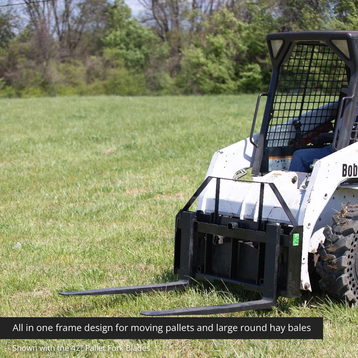 Titan Attachments 48-in Skid Steer Pallet Fork Frame Attachment, 48" Fork Blades, Rate 4,000 LB, Quick Tach Tractor