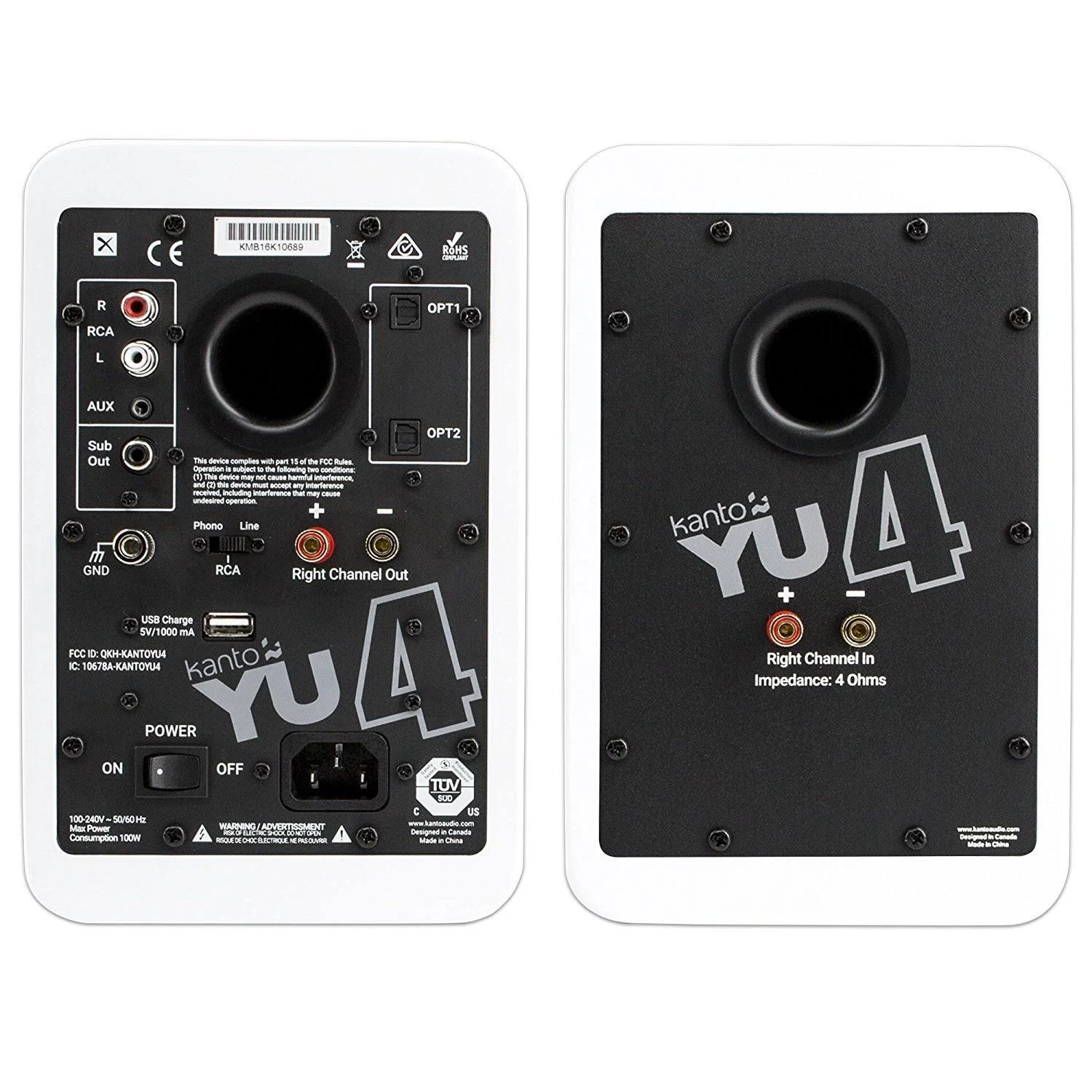 Kanto YU4 Powered Bookshelf Speakers (Gloss White)