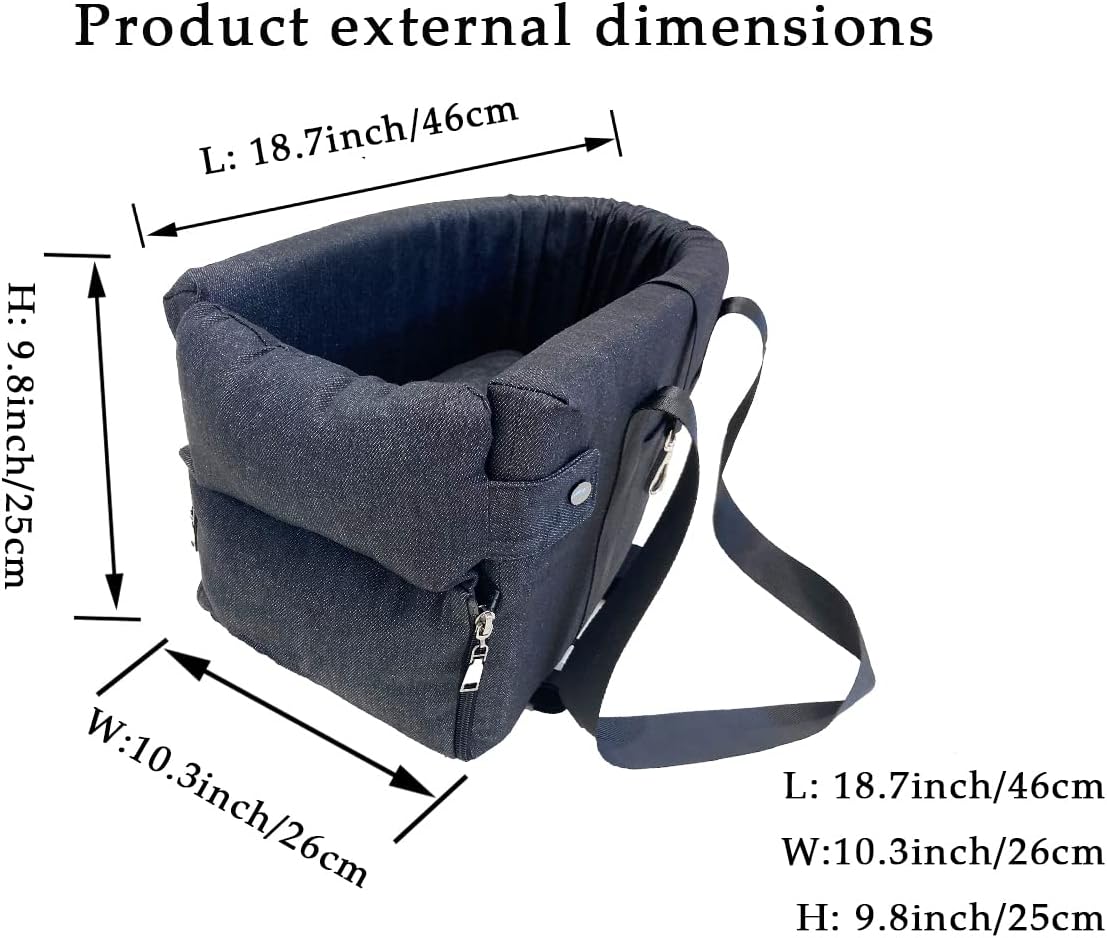 Ximei Dog Booster Car Seat ON Car Armrest Center Console Dog Pet Booster Car Seat Dog Cat Travel Seat Puppy Console for SUV Secure Safety Seat Perfect for Small Dogs Cats (Black and White)