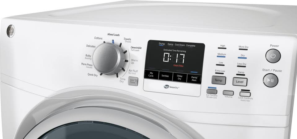 GE GFDN160EJWW 7.5 Cu. ft. White Electric Dryer