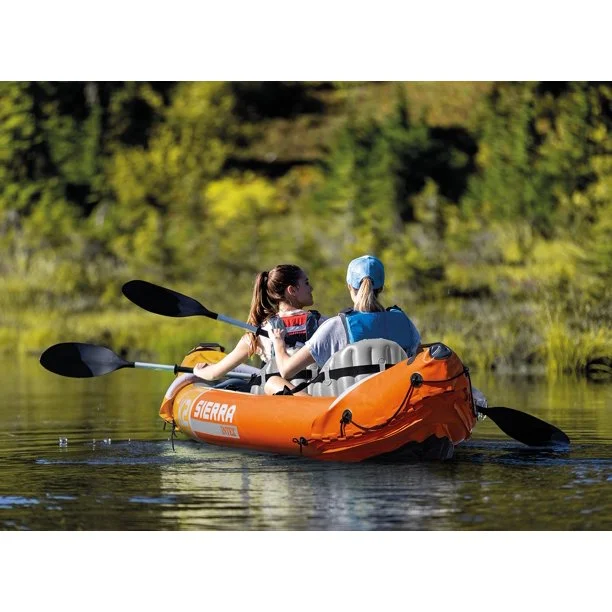Intex Sierra K2 2-Person Inflatable Blow Up Fishing Kayak with Accessory Kit Oars and Hand Pump