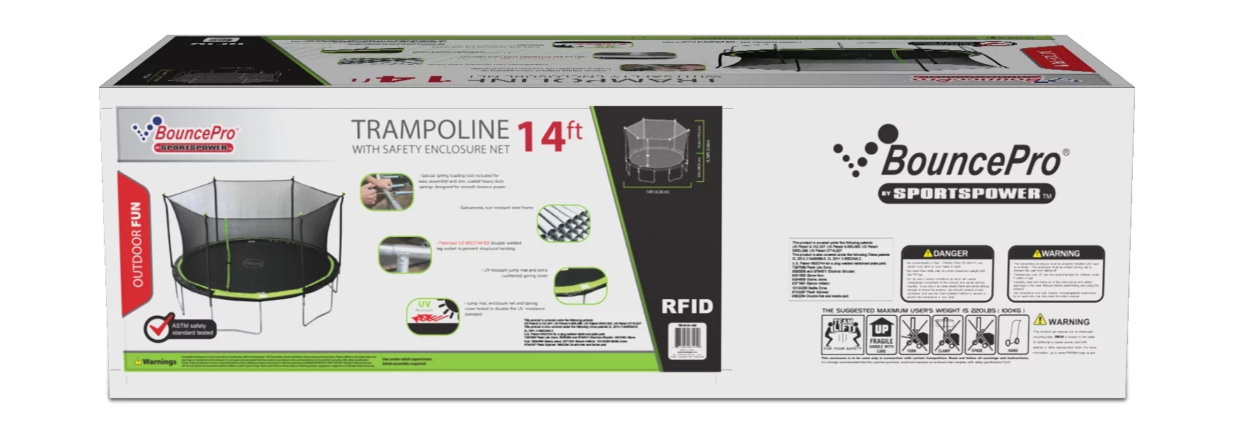 Bounce Pro 14ft Trampoline With Enclosure Combo