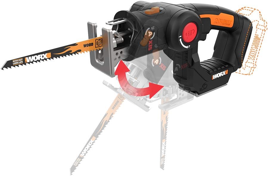 WORX WX550L.9 20V Power Share Axis Cordless Reciprocating & Jig Saw (Tool Only) Pack of 2