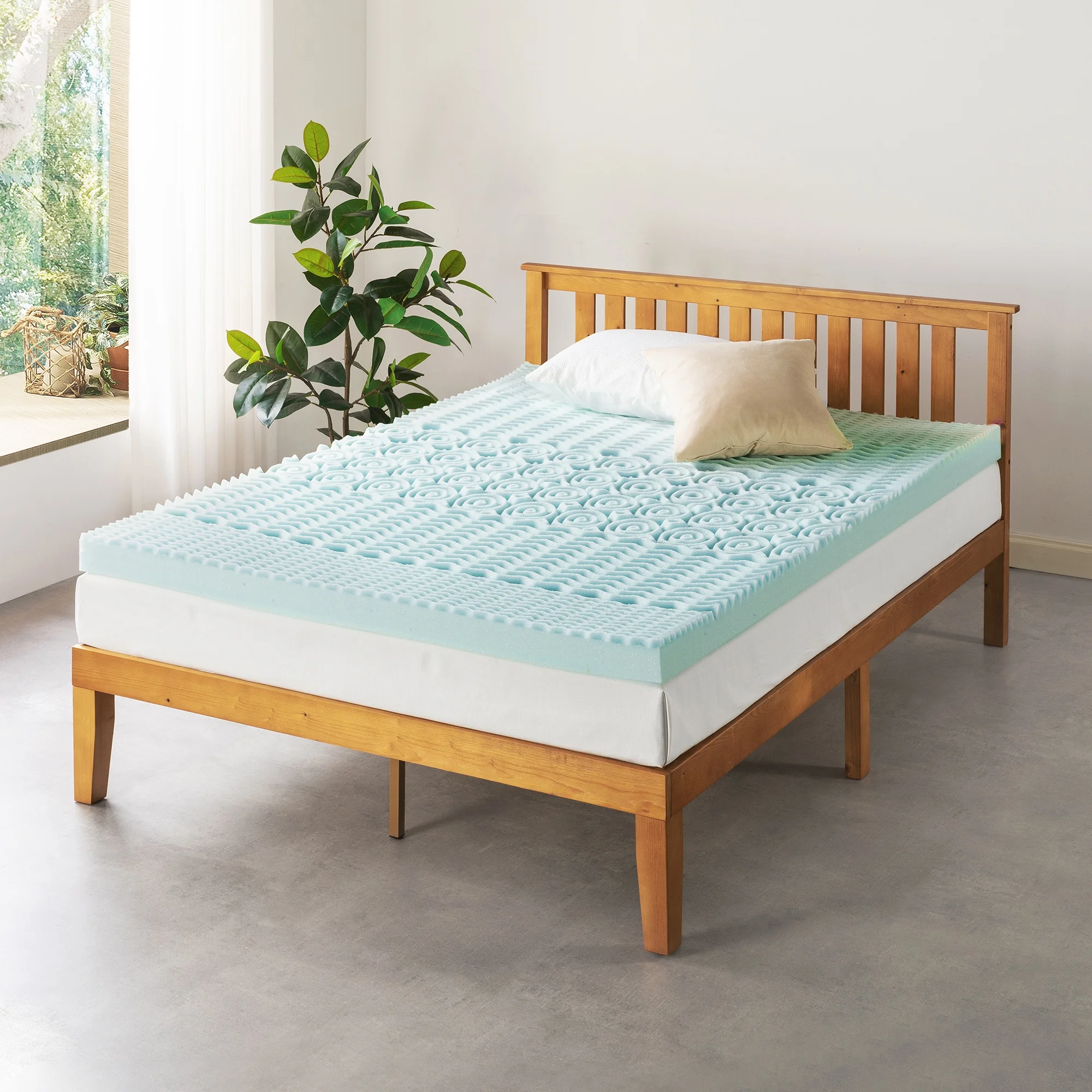 Mellow 4" 5-Zone Cooling Gel Memory Foam Mattress Topper, Full