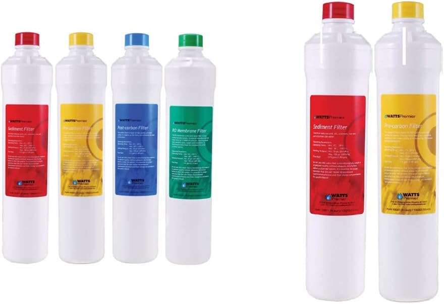 Watts Premier RO Pure Reverse Osmosis Water Filtration System Replacement Filter Kit (4 Pack) | Watts Premier RO Pure Plus Reverse Osmosis Water Filter Replacement Kit (2 Count)