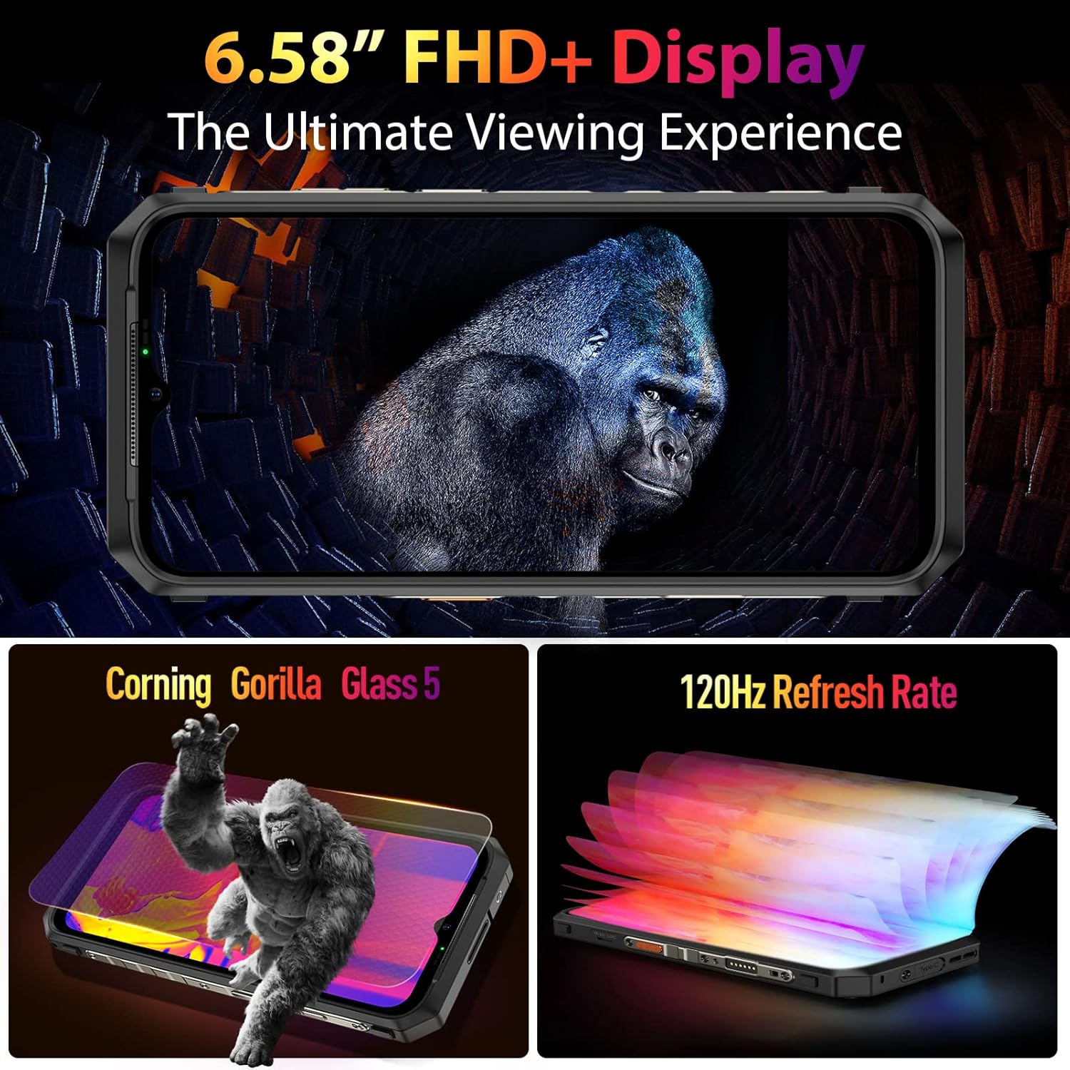 Ulefone Power Armor 18T Ultra & Case 5G Rugged Phone, Thermal Imaging Camera, 108MP Camera, 24GB+512GB MTK Dimensity 7050, 9600mAh QI 15W Wireless Charging, 6.58" FHD+ Corning Gorilla Screen