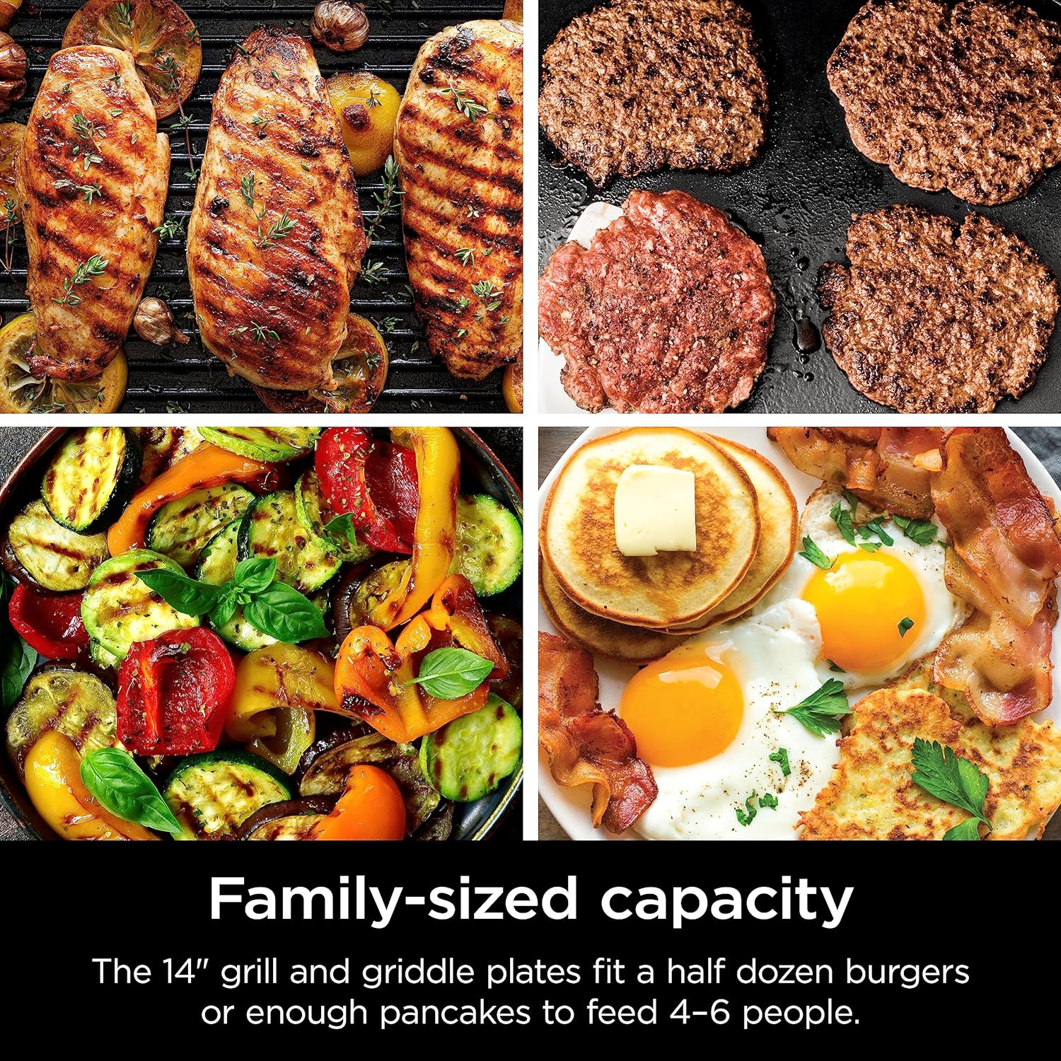 Ninja GR101 Sizzle Smokeless Indoor Grill & Griddle, 14'' Interchangeable Nonstick Plates, Dishwasher-Safe Removable Mesh Lid, 500F Max Heat, Even Edge-to-Edge Cooking, Grey/Silver