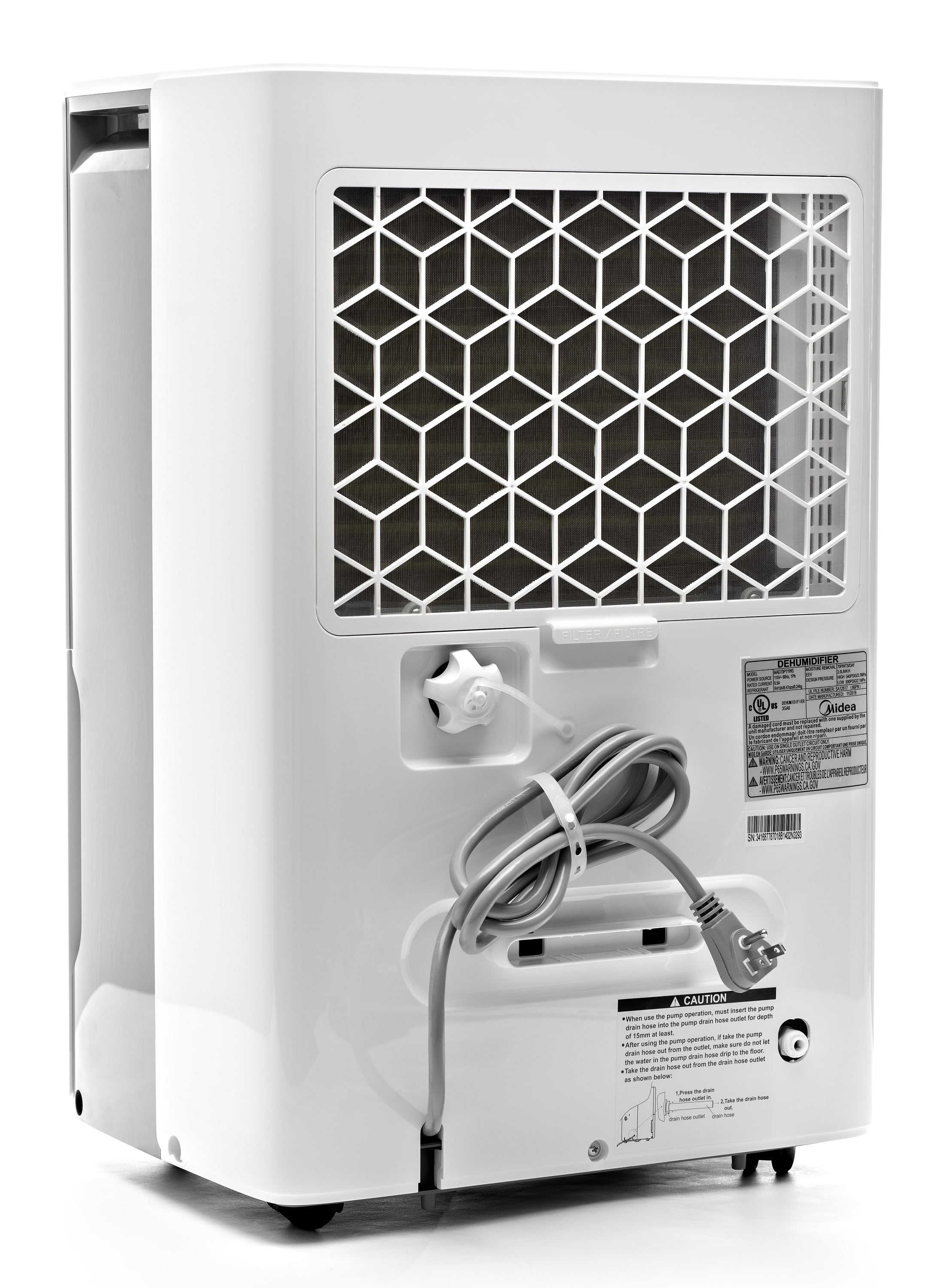 Midea 50-Pint EnergyStar Smart Dehumidifier for Wet Rooms with Pump, White, MAD50PS1WS-E