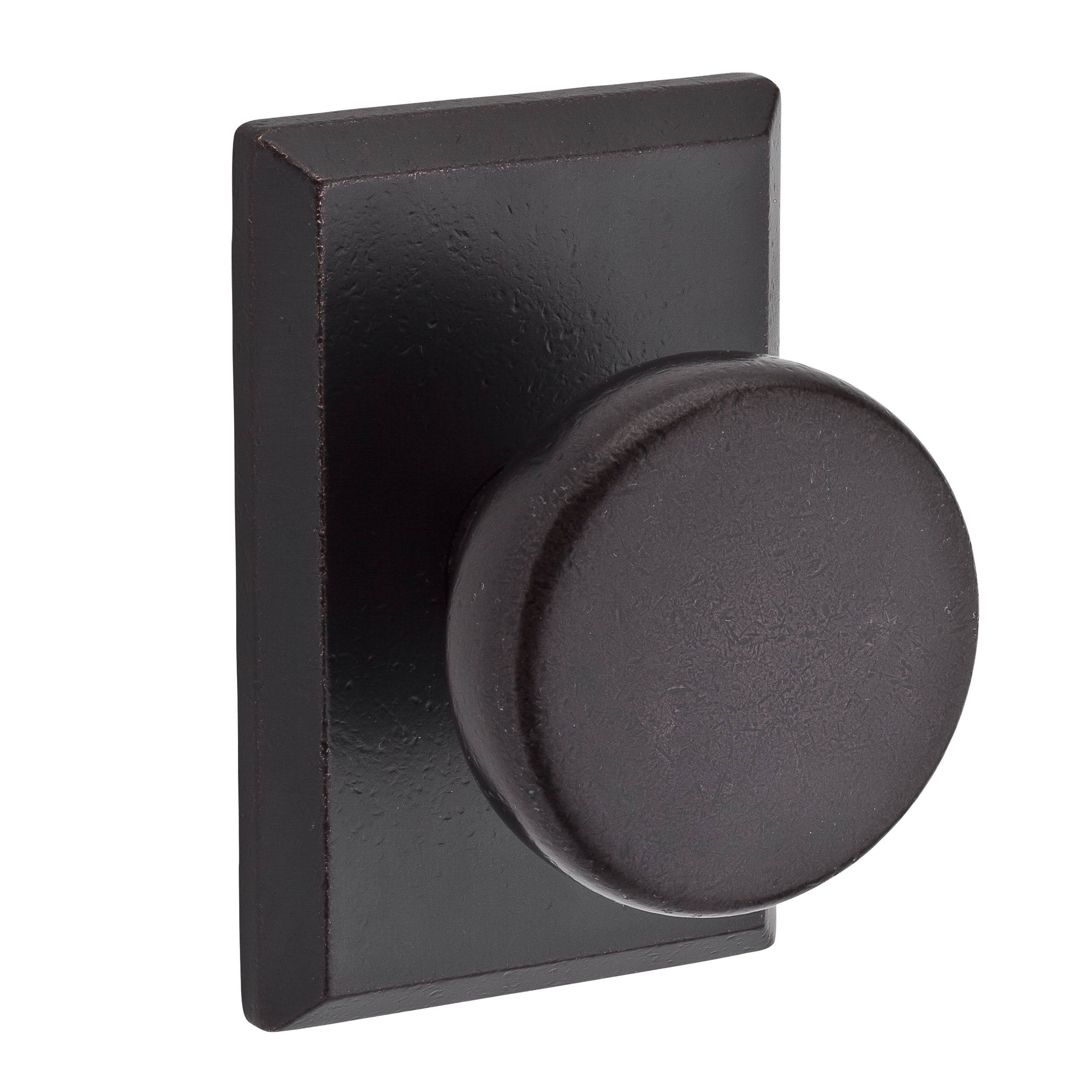 Baldwin Reserve Rustic Knob Rustic Square Rose Passage Dark Bronze 2 to 2-1/2x22 Doors