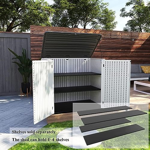 KINYING Horizontal Outdoor Storage Shed,47 Cu.ft Resin Outdoor Storage Cabinet Waterproof for Garden/Patio/Backyards