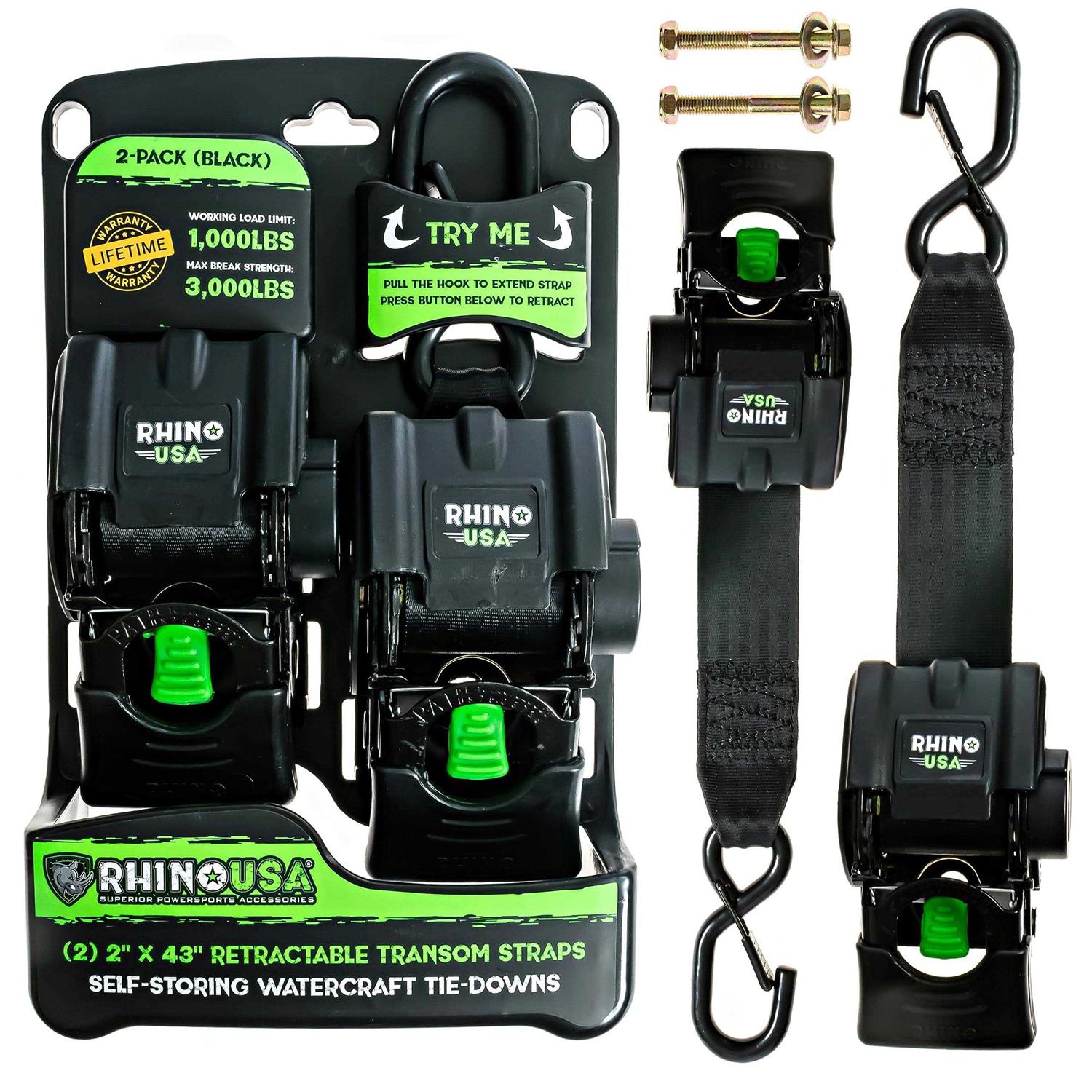 Rhino USA Retractable Transom Tie-Down Straps - Shop Hardware Tools Online Store