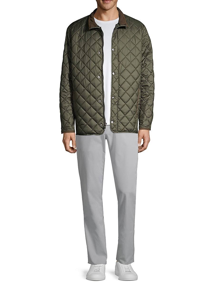 Peter Millar Suffolk Quilted Travel Coat - Black Male