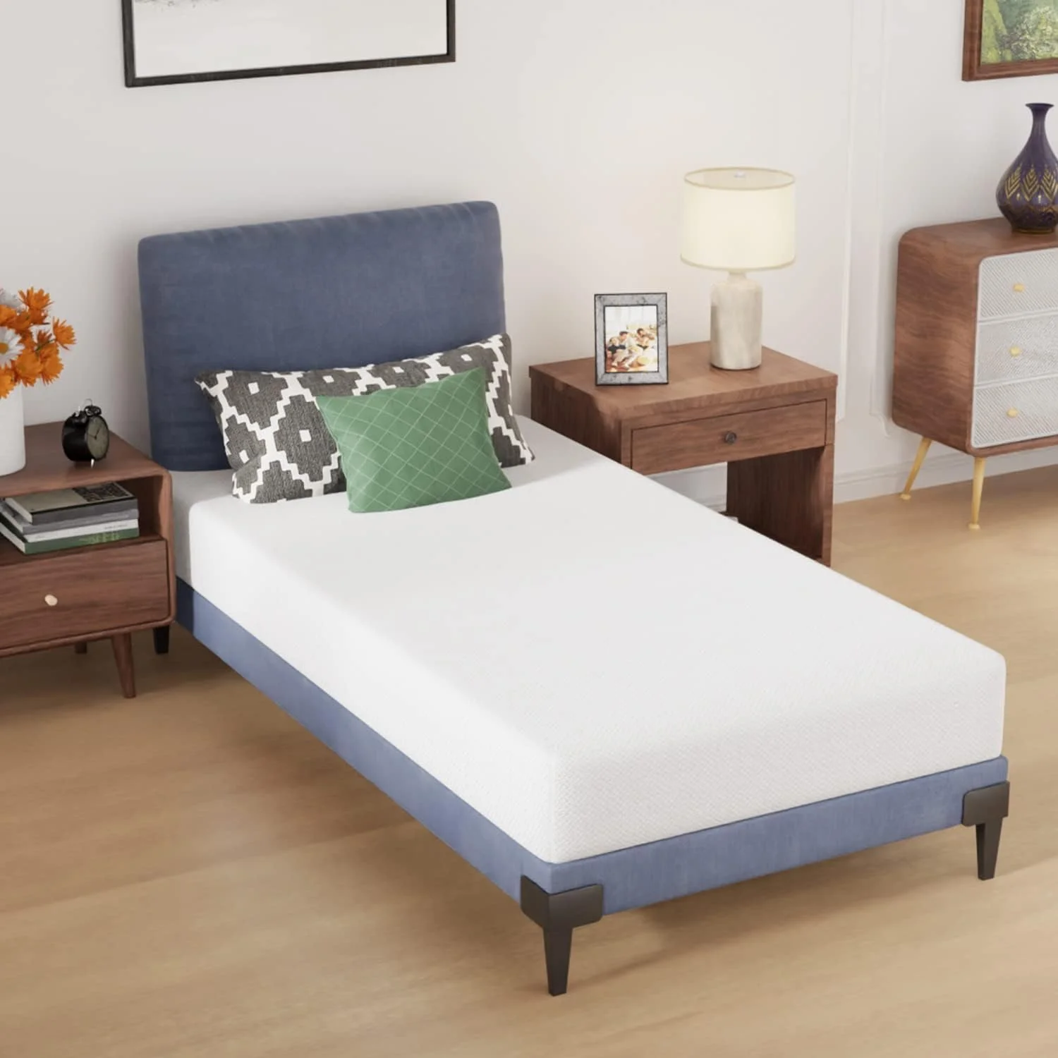 CL.HPAHKL 5/6/8/10/12inch Twin Size Base Foam Mattress, Medium Firm Mattresses for a Cool Sleep & Pressure Relief, CertiPUR-US Certified Bed-in-a-Box （White）